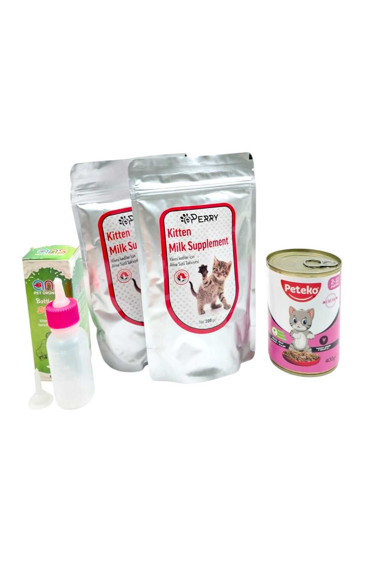 Ans Kedi Yavru Süt Tozu 2 adet +60 Ml Biberon+Peteko Tavuklu Yavru Kedi Konservesi 400 Gr