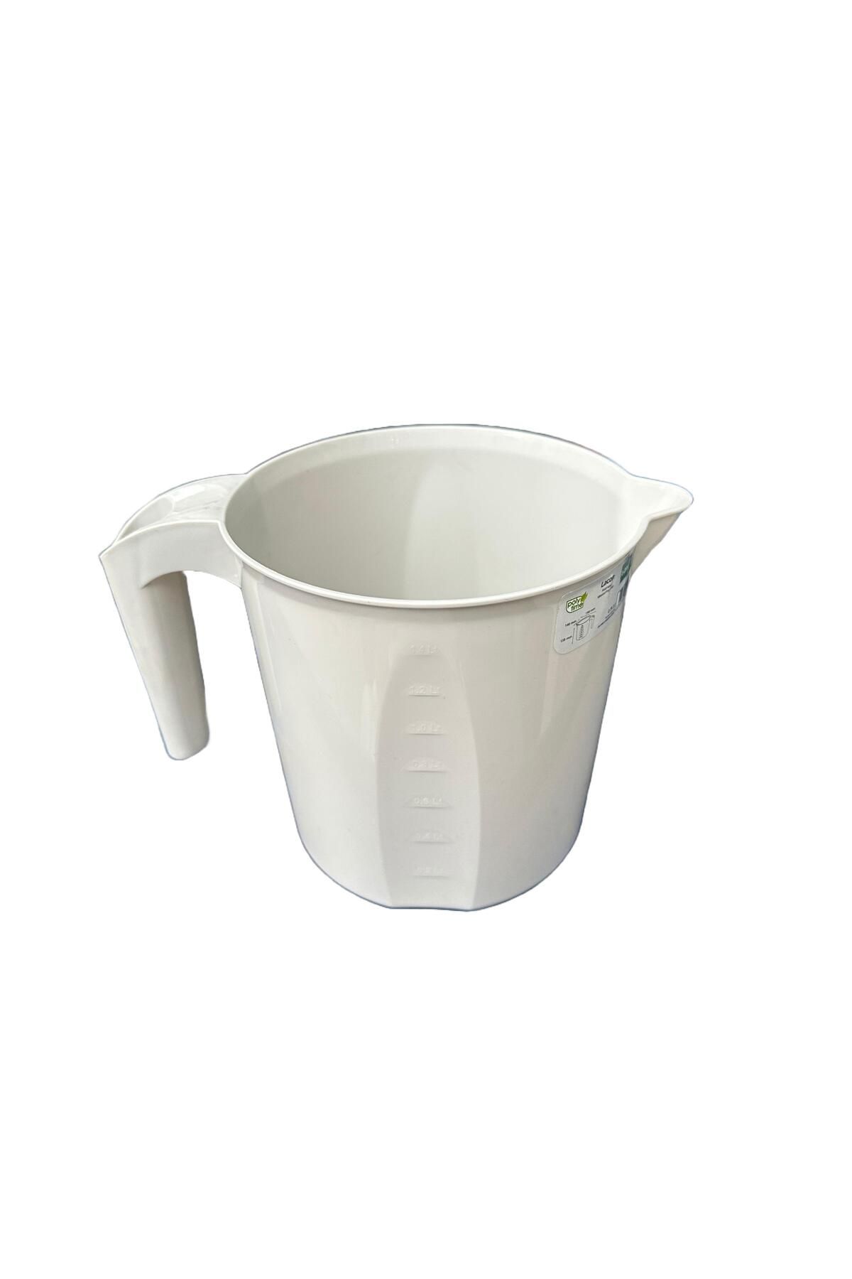 Polytime Krem Renkli Plastik Ölçekli Maşrapa - 1.5 Litre