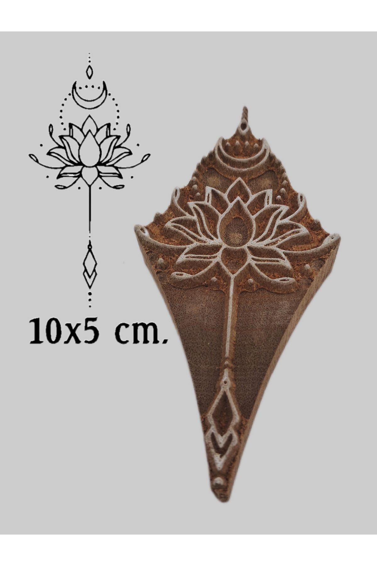 baskıkalıbı Ahşap baskı kalıbı lotus 10x5 cm. d141