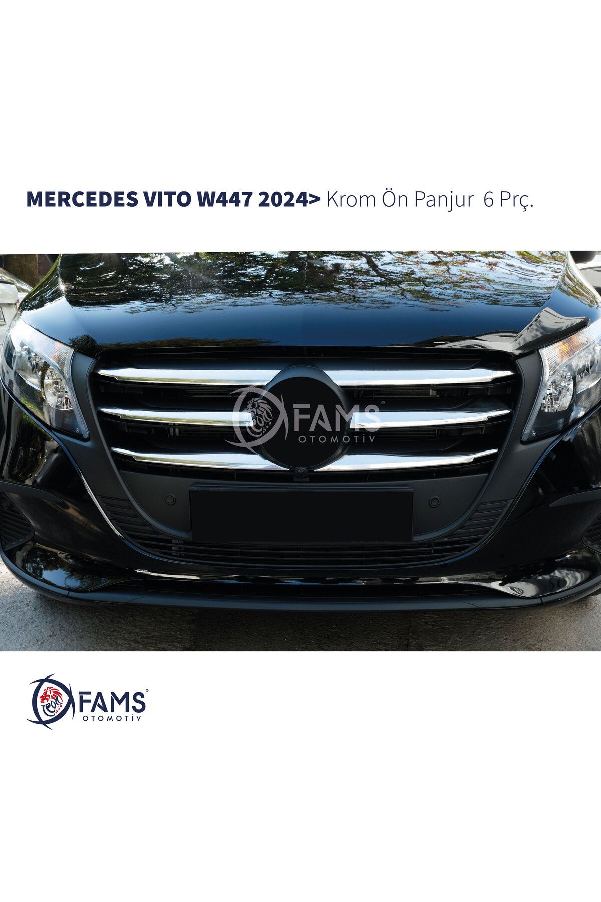 Leonacs Fams Otomotiv Mercedes Vito W447 Uyumlu 2024 üzeri Ön Panjur 6 Parça Paslanmaz Çelik