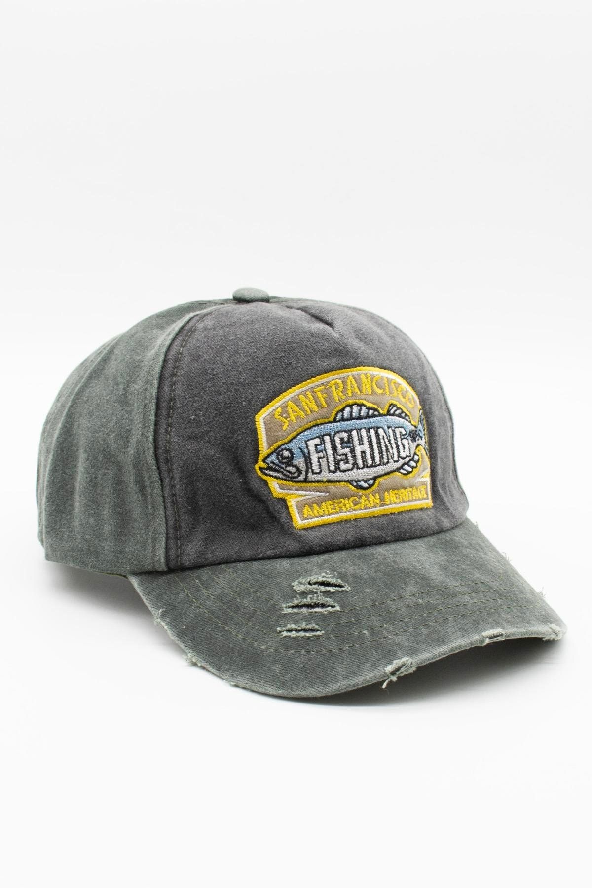 Külah-Vintage Antique Fish Logo Denim Hat |   San Francisco Trucker Cap 2