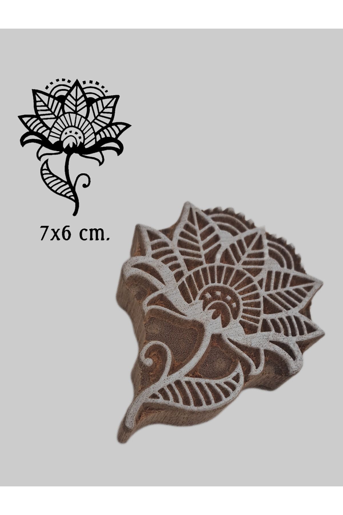 baskıkalıbı Ahşap baskı kalıbı mandala çiçek 7x6 cm. d46