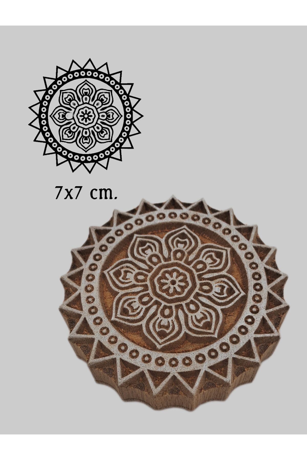 baskıkalıbı Ahşap baskı kalıbı yuvarlak mandala 7x7 cm. d28