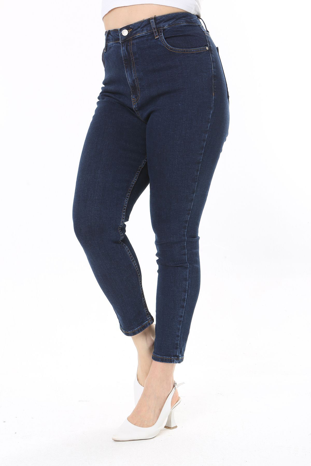 Şans-Blugi skinny din Lycra cu talie înaltă - Marimea Plus pentru femei 65N38094 7