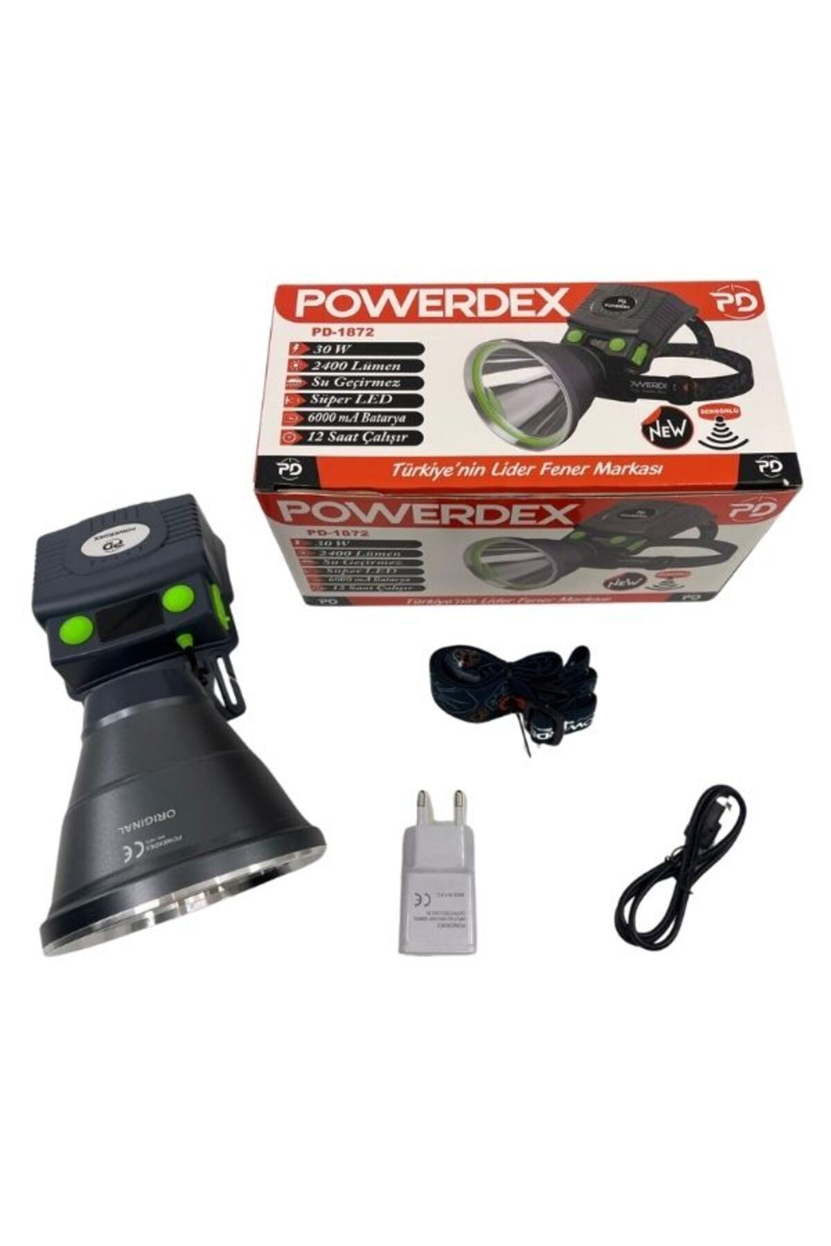 powerdex Pd-1872 Sensörlü 30w 2400 Lümen Şarjlı Kafa Feneri (YENİ)