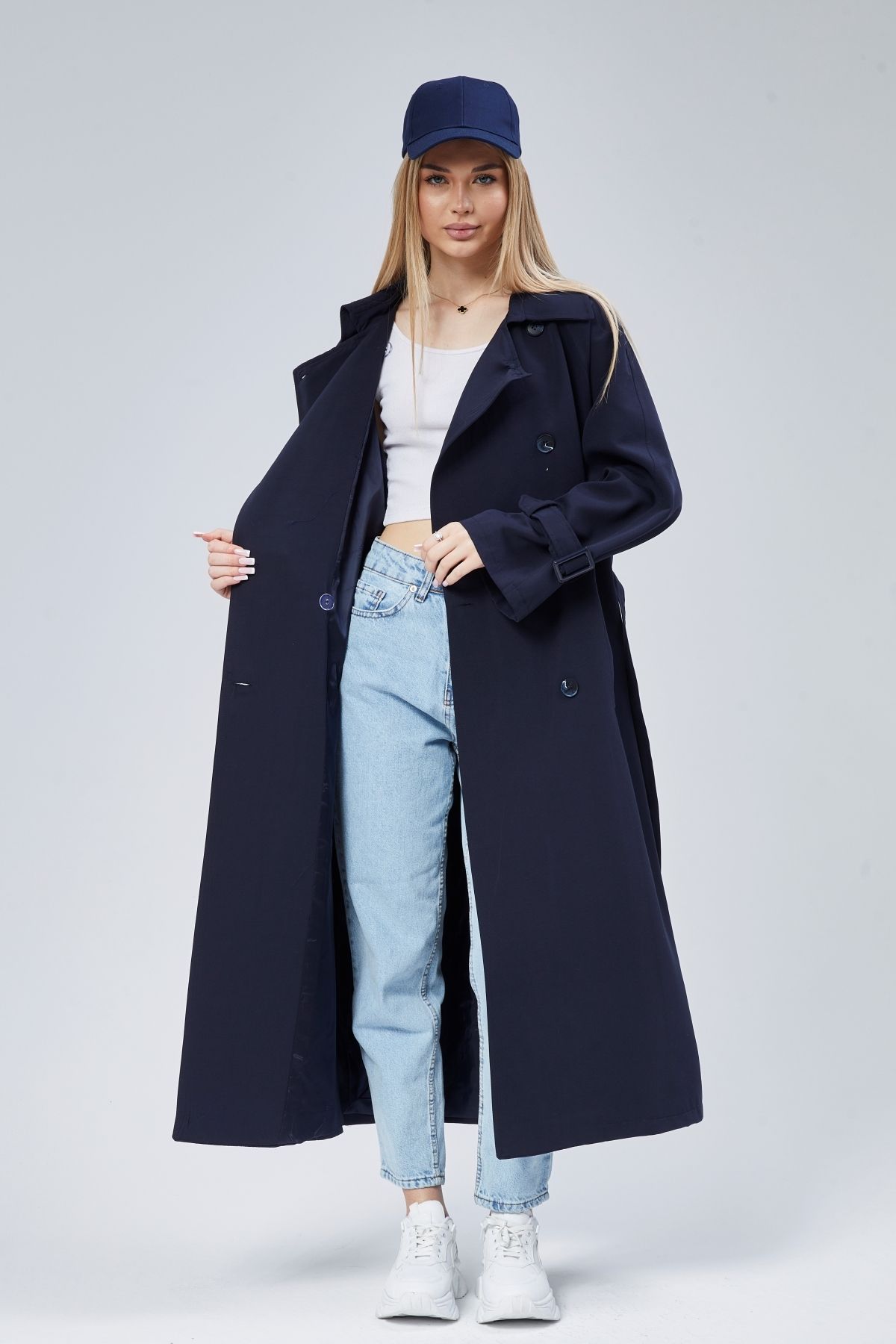 Bolivente Kadın Oversize Kuşaklı Trençkot