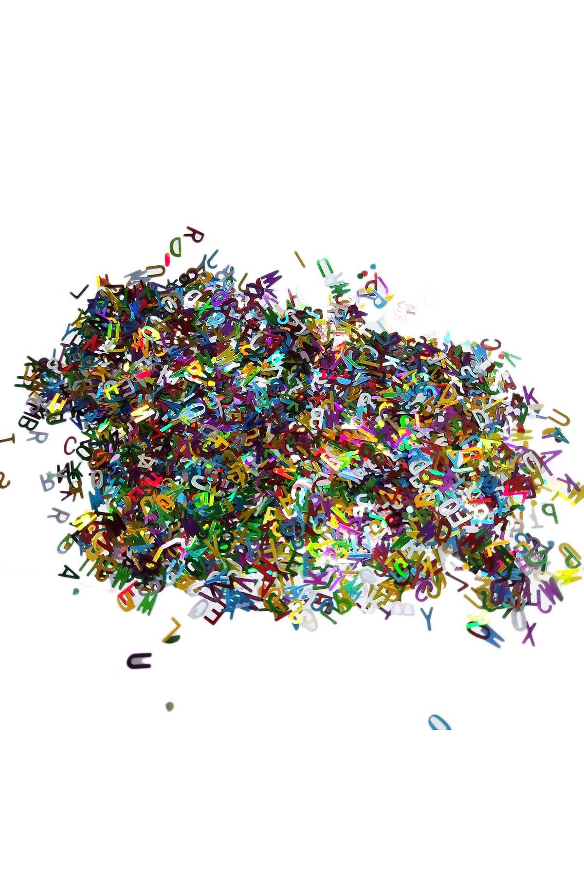 TT Tahtakale Toptancıları Karışık Glitter Harf Epoksi Reçine Harfleri 100 GRAM Metalik Renk Karışık