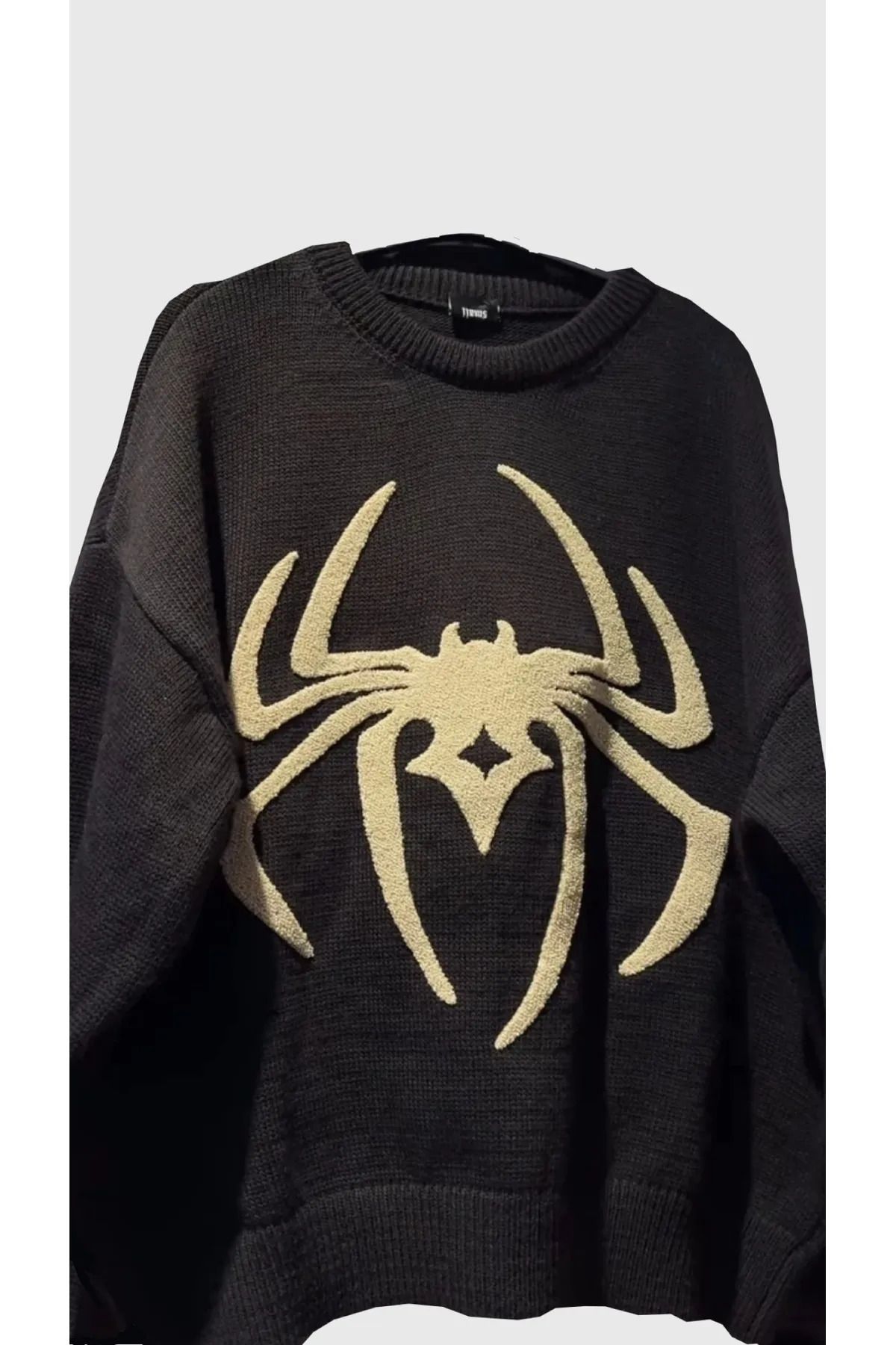 ellevana Spider desenli Oversize Triko Kazak