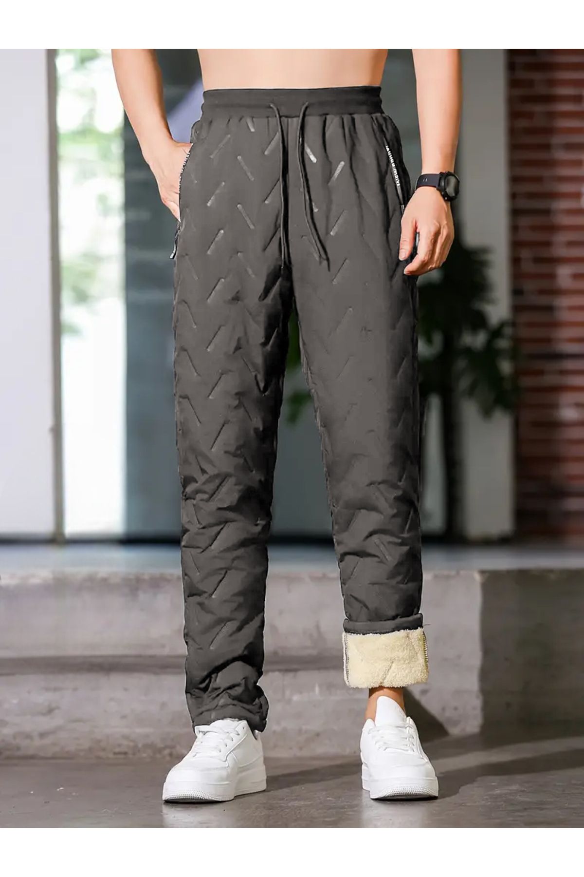 Banivas Baniva Su Geçirmez Kumaş Peluş Jogger Eşofman Unisex Su ve Rüzgar Geçirmez Jogger Pantolonu