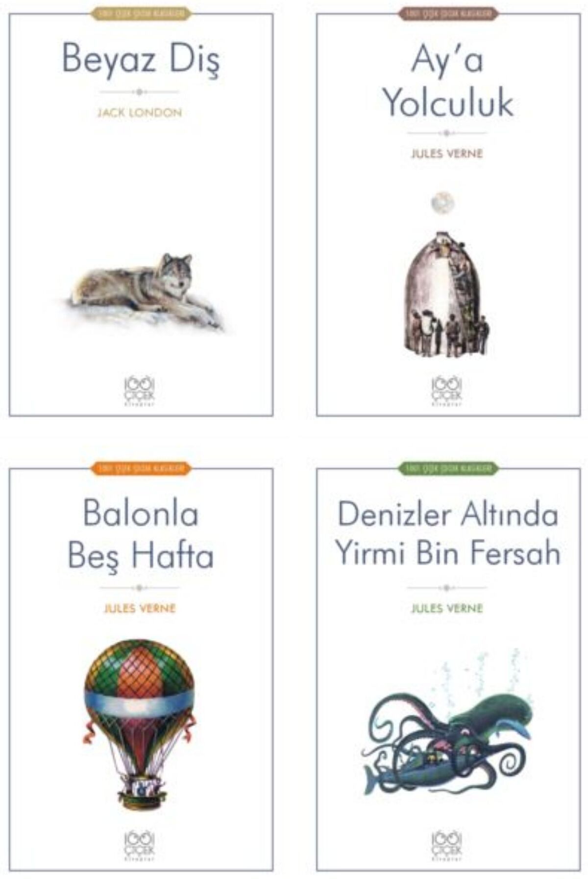 Arkadaş Yayınları Arkadaş Çocuk Beyaz Diş/Ay'a Yolculuk/Balonla Beş Hafta/Denizler Altında Yirmi bin Fersah(4 kitap)