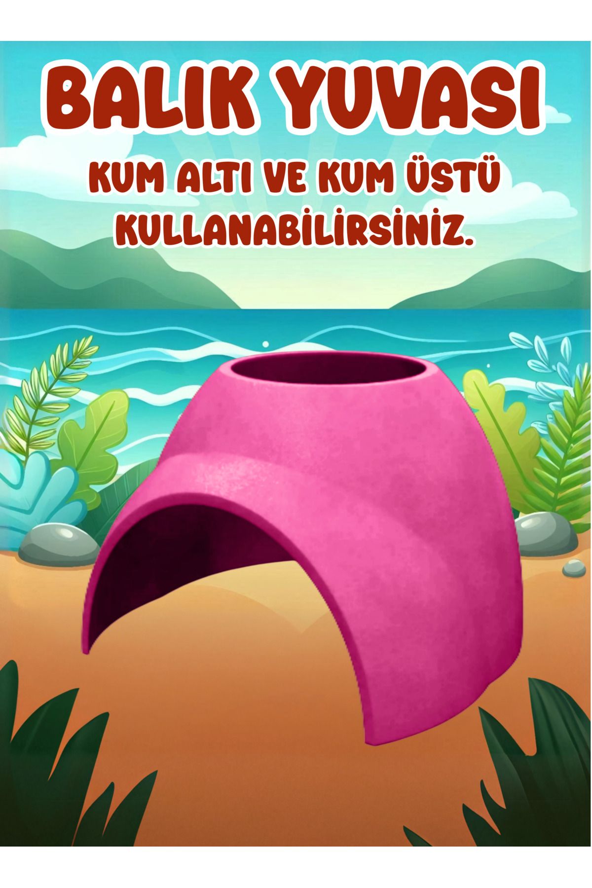 Akvaryum Balık Yuvası / Testi ( Pembe ) Yeraltı Gizleme Mağarası / Kum Üstü Balık Yuvası