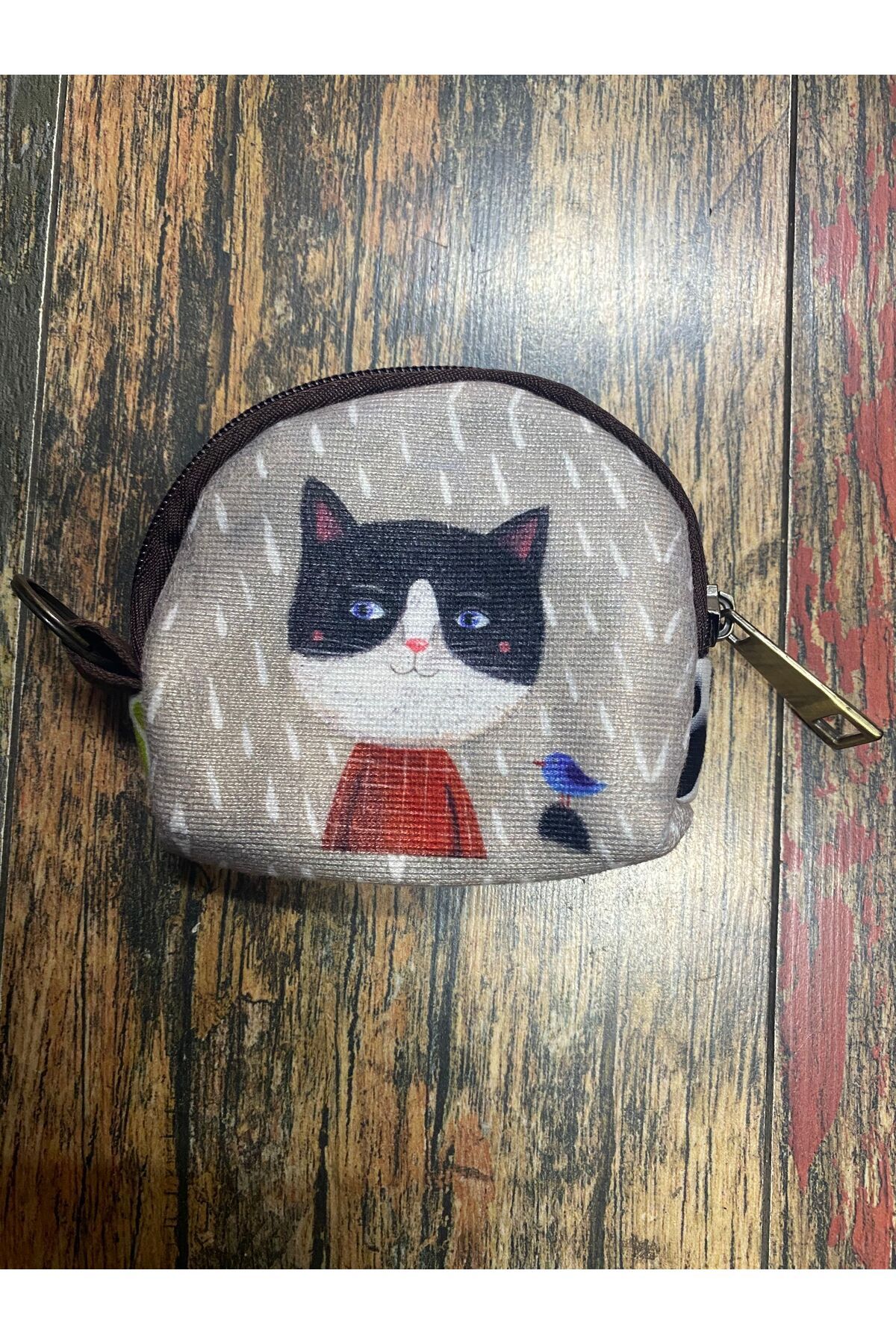 Street Bag Kazaklı Kedi Desenli Etnik Otantik Bohem Desenli Mini Cüzdan Bozuk Para Cüzdanı