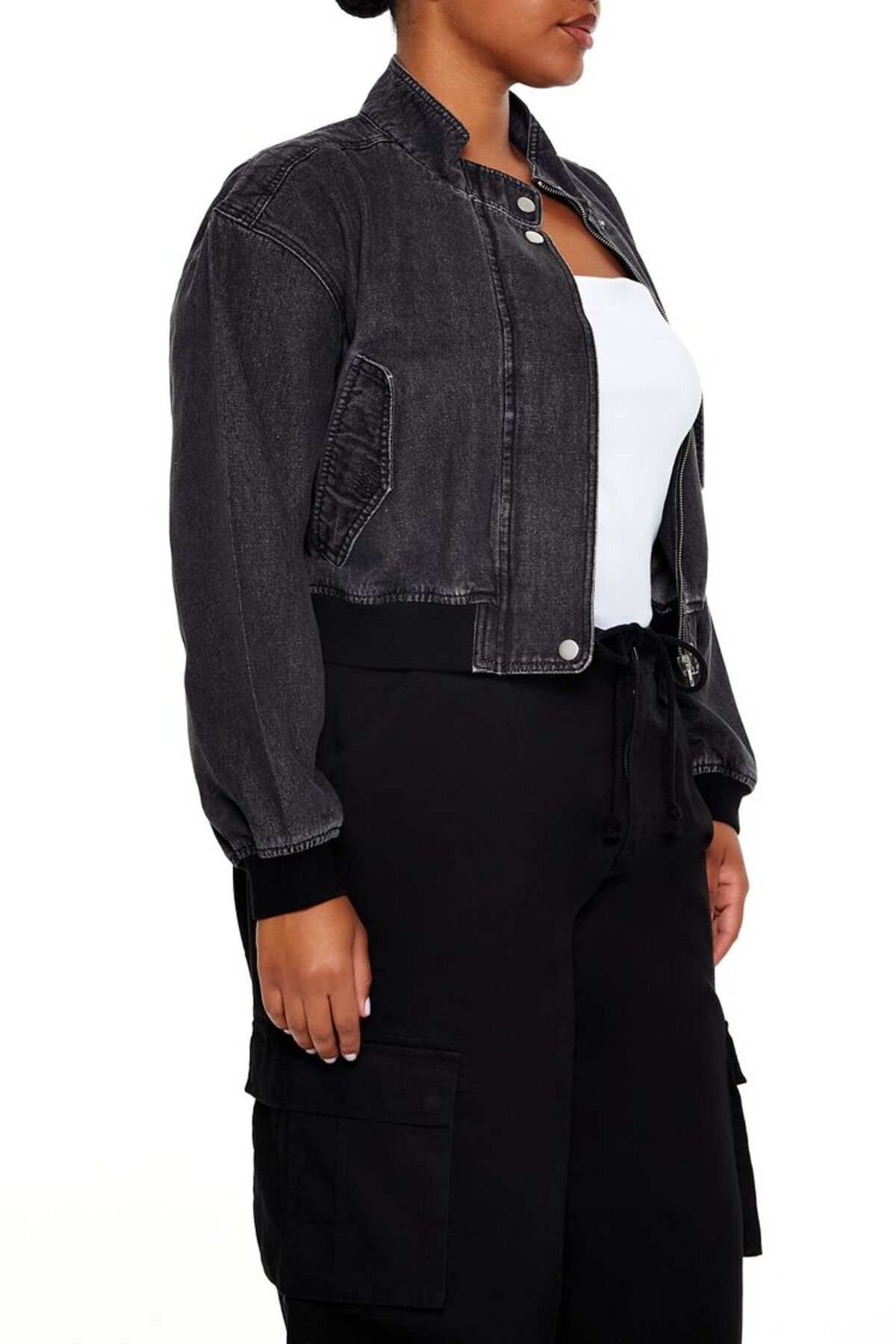 Forever 21 Plus Size Denim Bomber Ceket