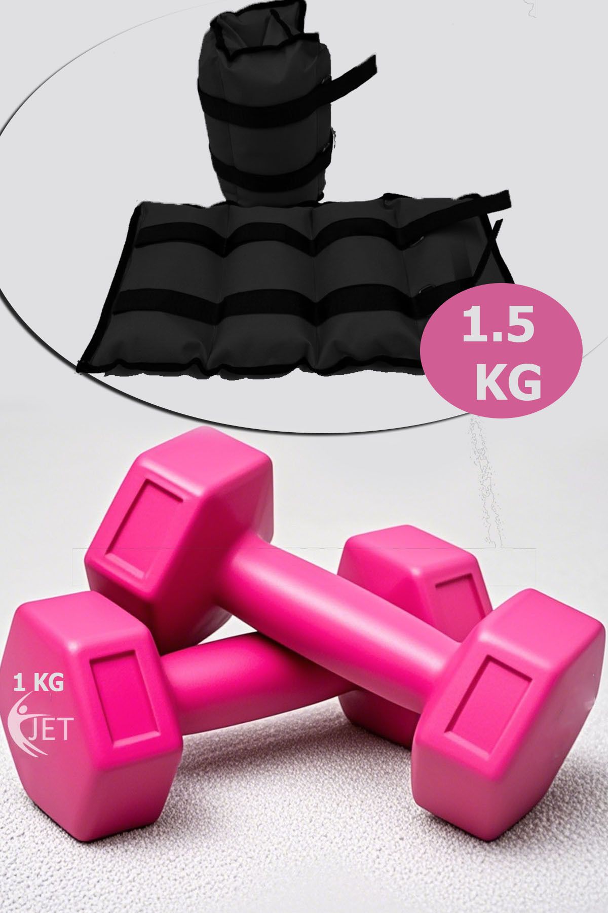 Jet 1.5 Kg El & Ayak Ağırlığı Ve 1 Kg Dambıl Seti El Ayak Bilek Ağırlık Kum Torbası Setleri Siyah