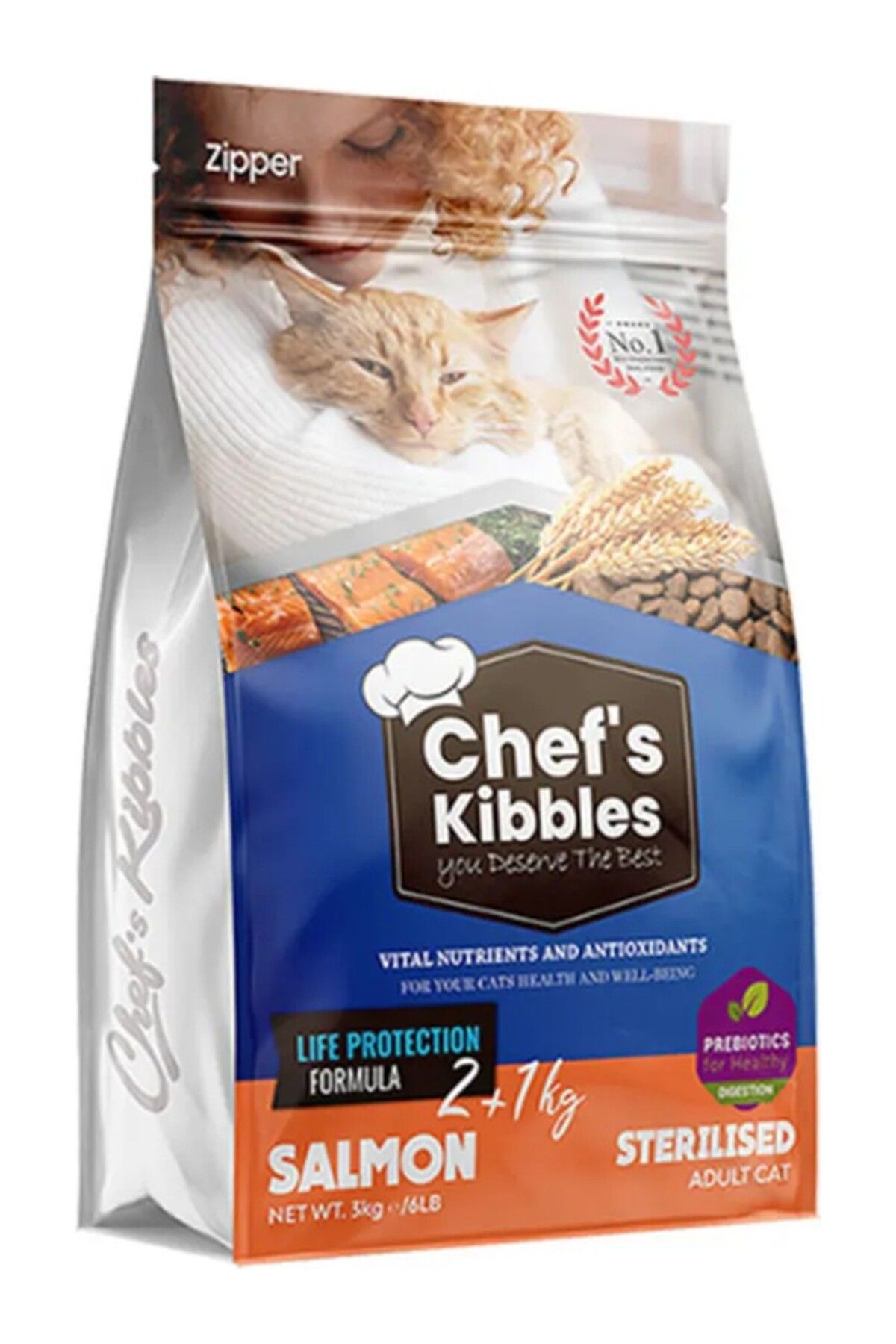 Mutamin Organics Mutamin Chef`s Kibbles – Somonlu Kısır Yetişkin Kedi Maması 2+1 kg