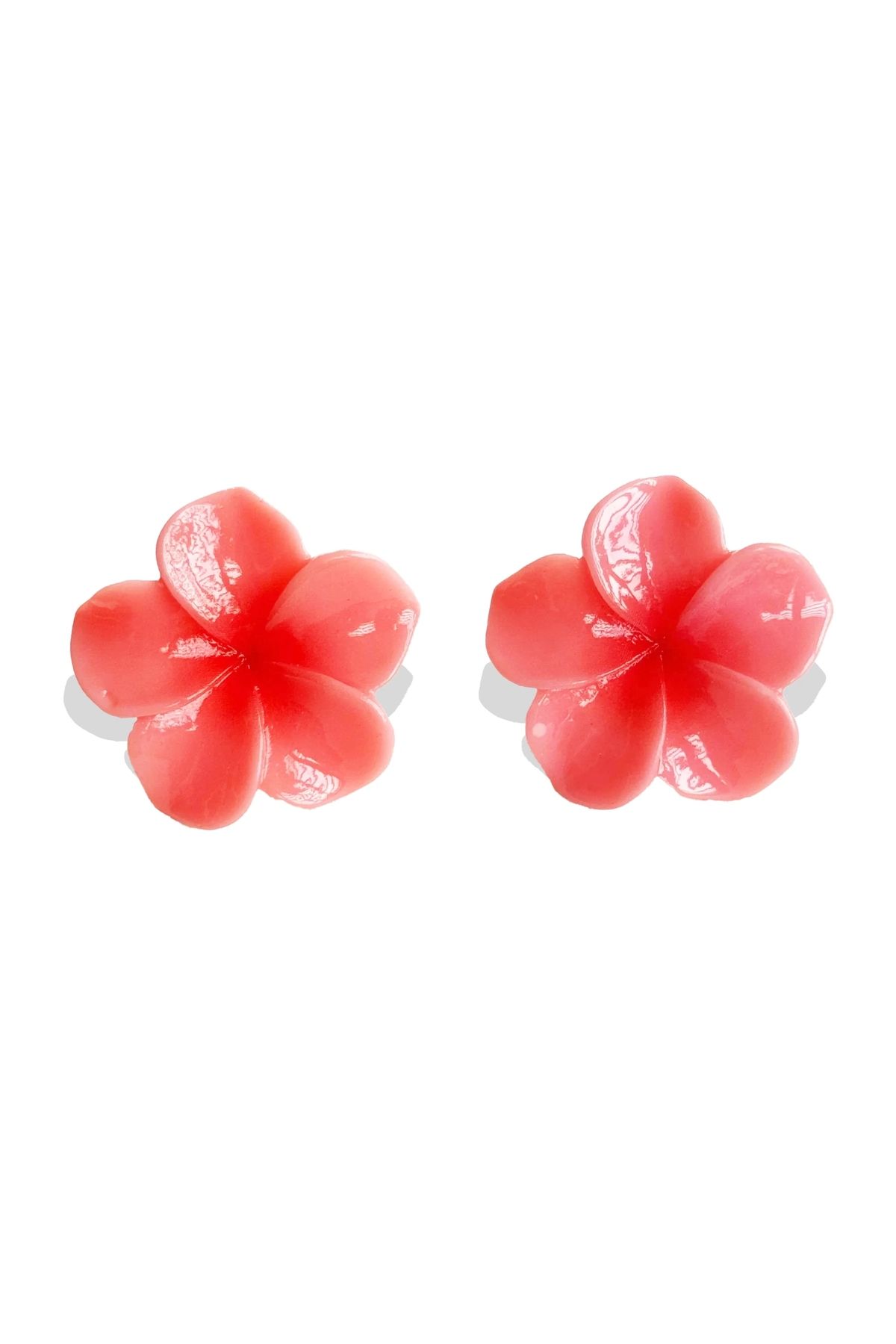 PRVT-Pink Plumeria Lotus Earrings (Pair) 2