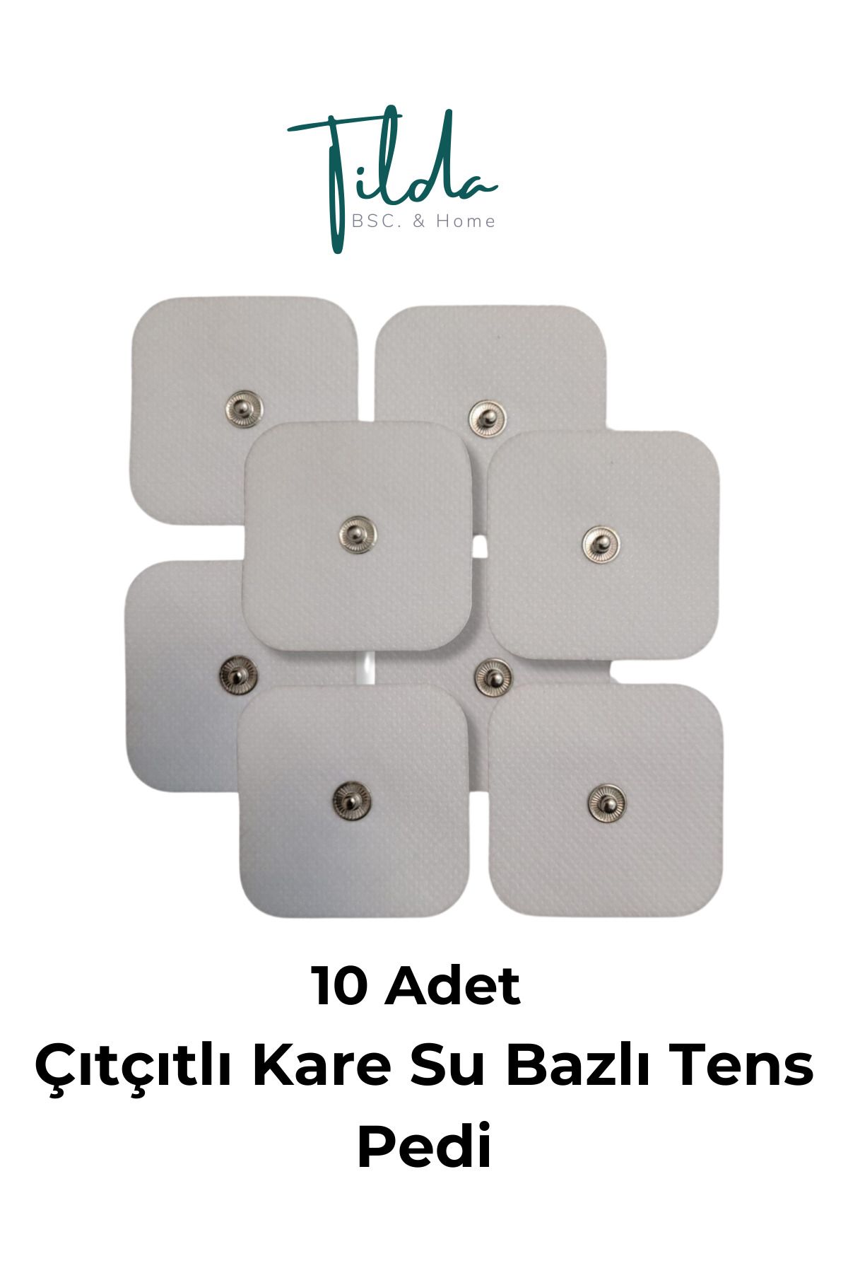 Tilda BSC. & Home 10'lu Tens Cihazı Yedek Elektrot- 5x5 Kare Tens Pedi 10'lu Paket