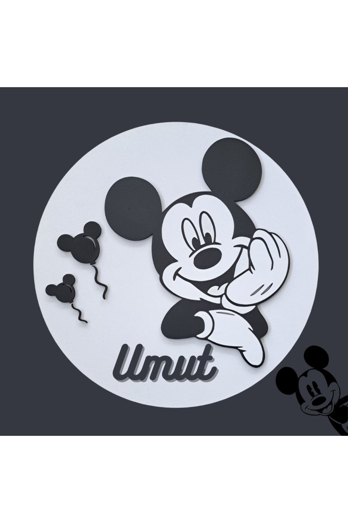 AE UMUT Mickey Mouse Temalı İsme Özel Bebek Kapı Süsü