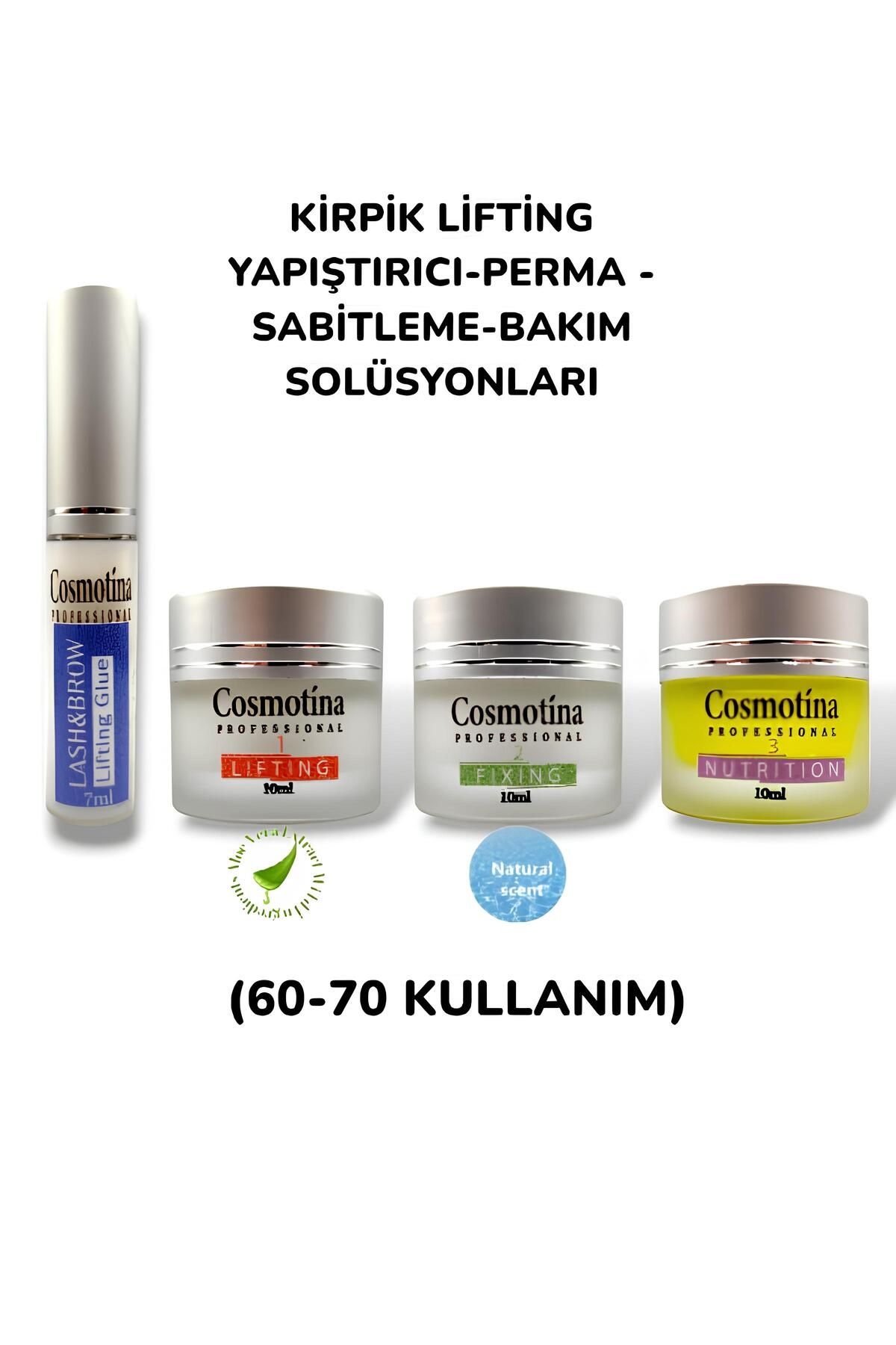 Cosmotina Kirpik Lifting ve Kaş Laminasyon – Yapıştırıcı 1 No Perma, 2 No Sabitleme ve 3 No Bakım Solüsyonu