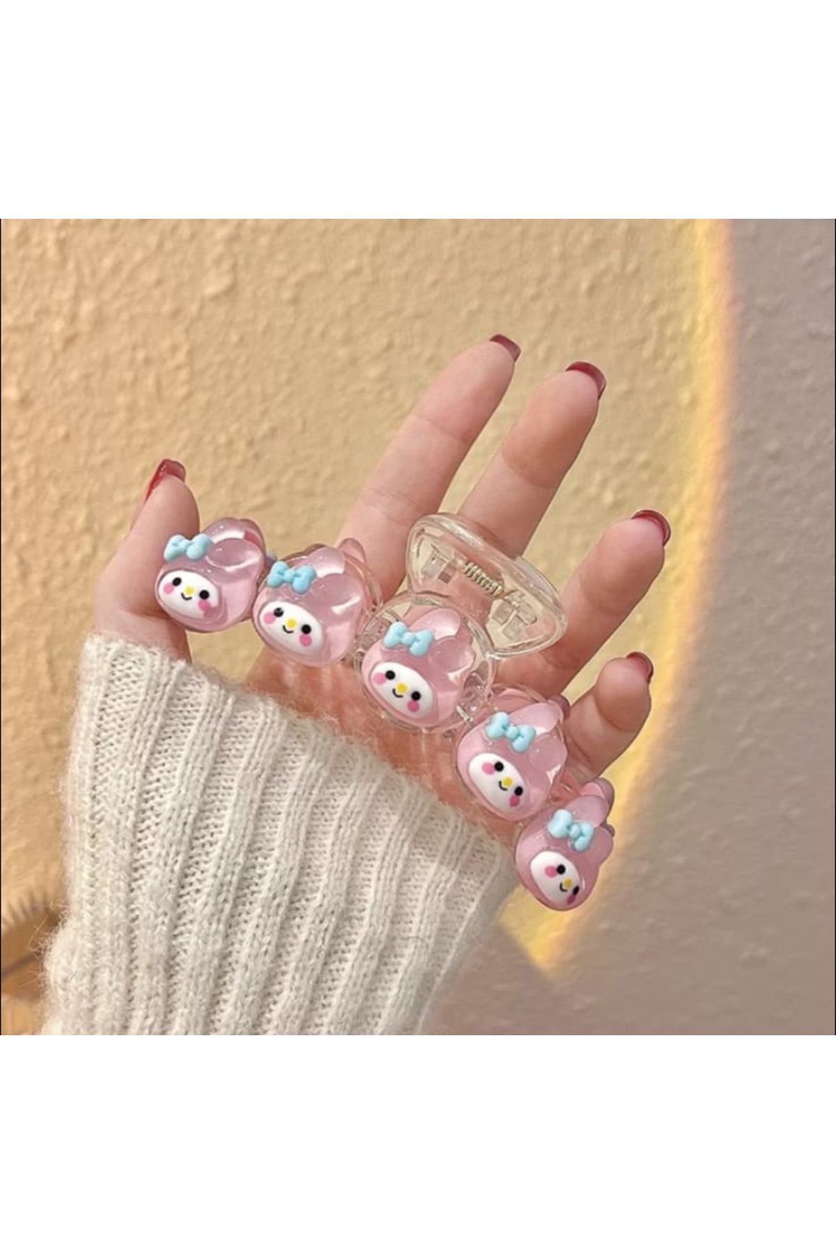 synshop Kawaii Sanrio My Melody Büyük Boy XL Mandal Kıskaçlı Saç Topuz Toka Kadın Genç Kız Doğum Günü Hediye