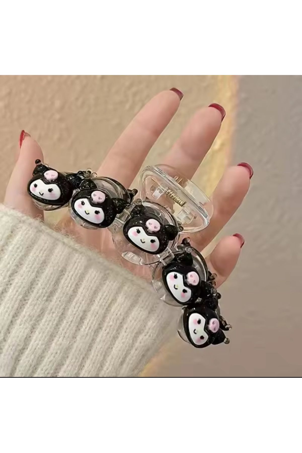 synshop Kawaii Sanrio Kuromi Büyük Boy XL Mandal Kıskaçlı Saç Topuz Toka Kadın Genç Kız Hediye