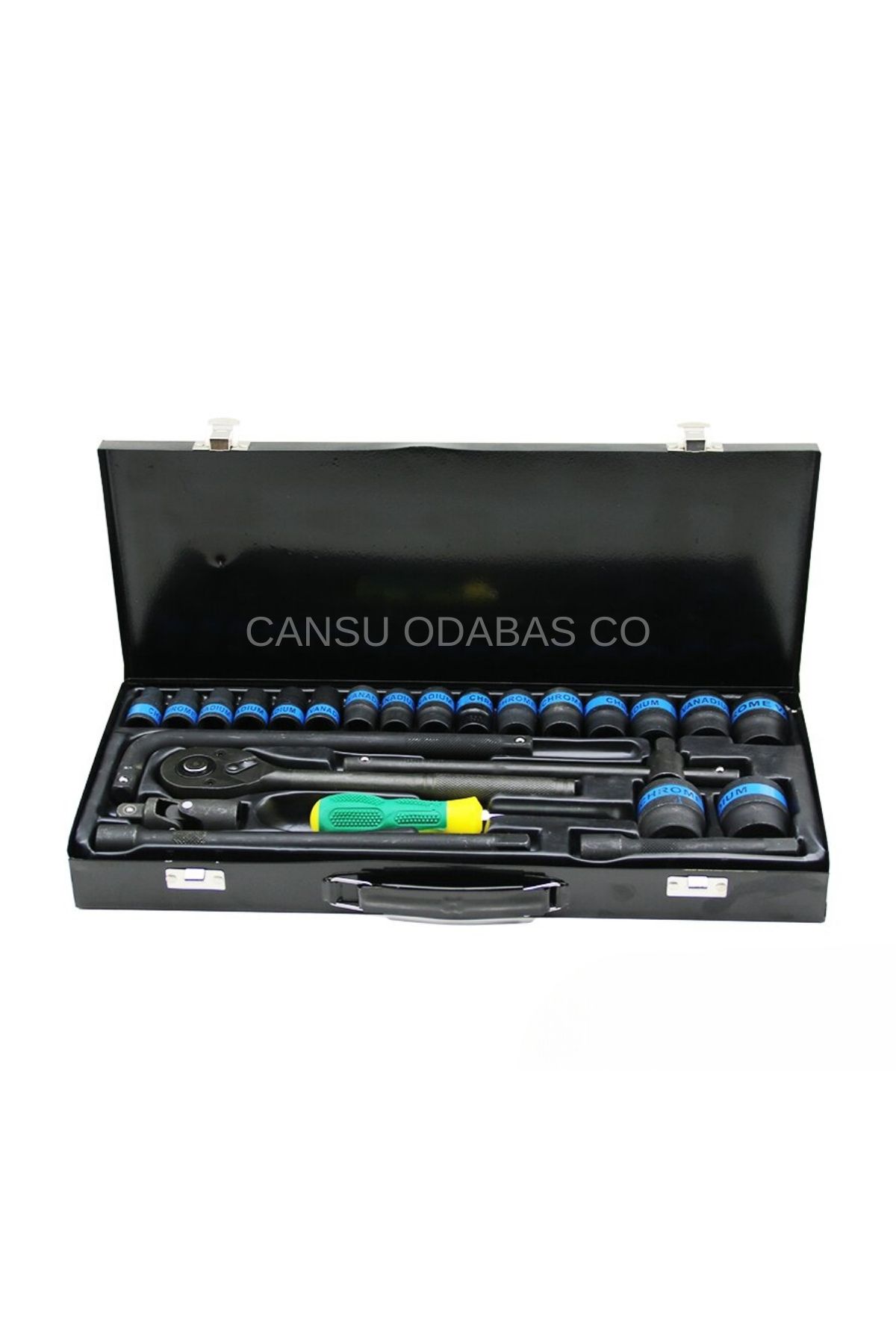 CANSU ODABAS CO (24PCS) (1/2")  (SİYAH) (LOKMA & SOKET & ADAPTÖR & CIRCIR KOLU) (CHROME VANADIUM) (METAL ÇANTALI)