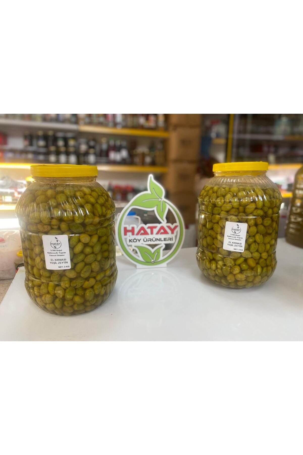 HATAY KÖY ÜRÜNLERİ EL KIRMASI YEŞİL ZEYTİN 5 KG PET ( NET 3 KG )