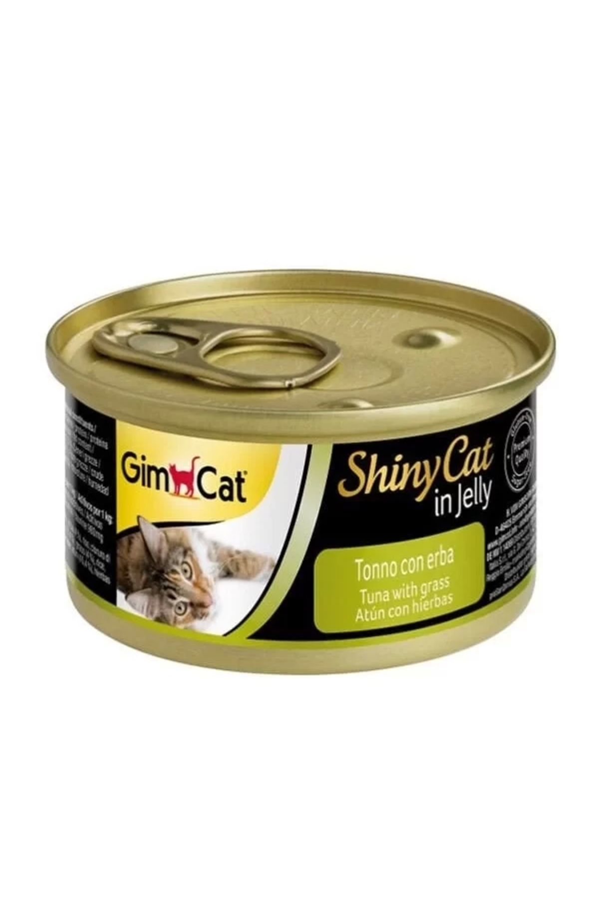 Gimcat Shinycat Tuna Balıklı Çimenli Yetişkin Konserve Kedi Maması 70 gr