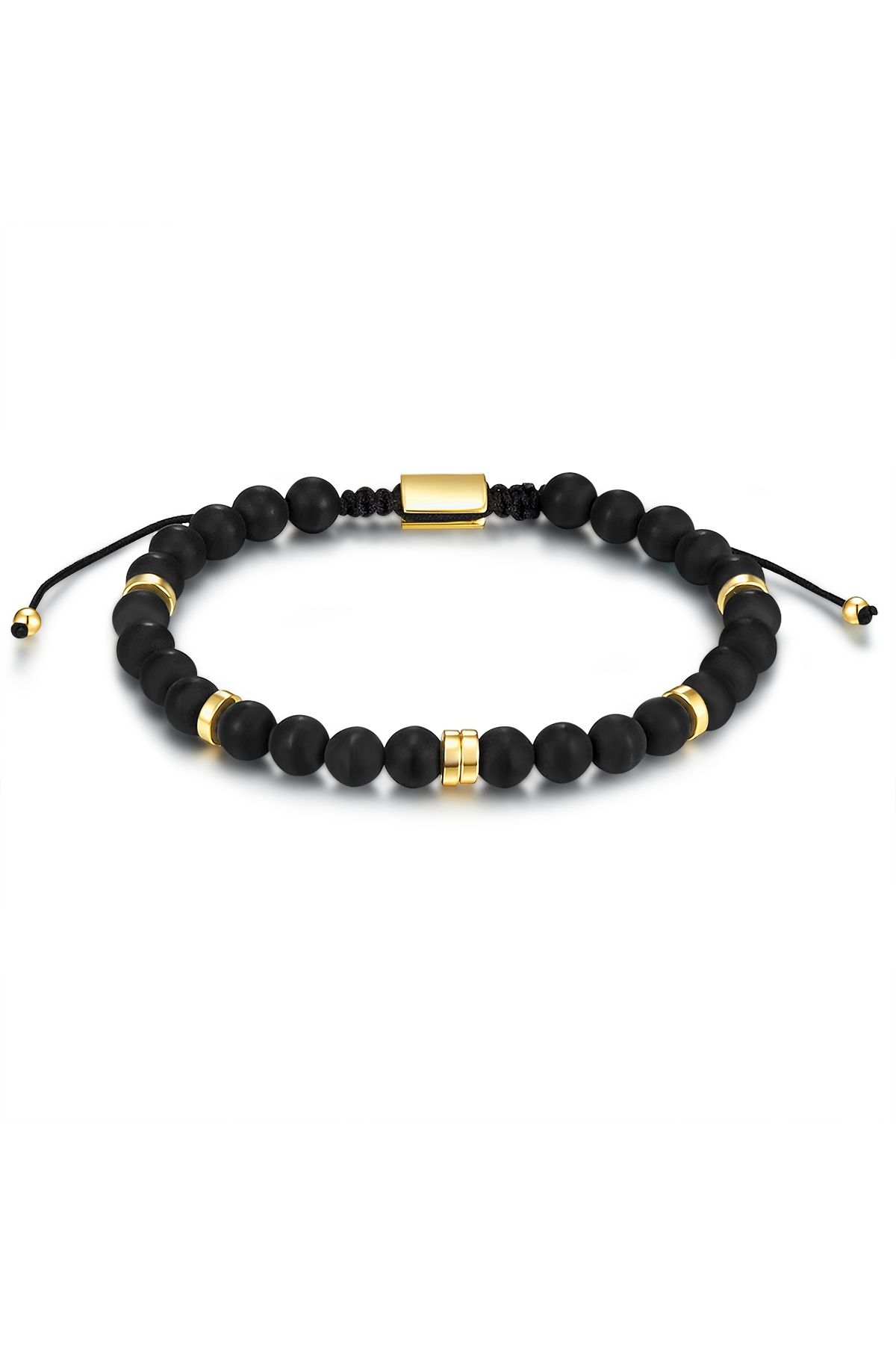 Männerglanz-Edelsteinarmband Armband Sterling Silber gelbgold Achat schwarz 1