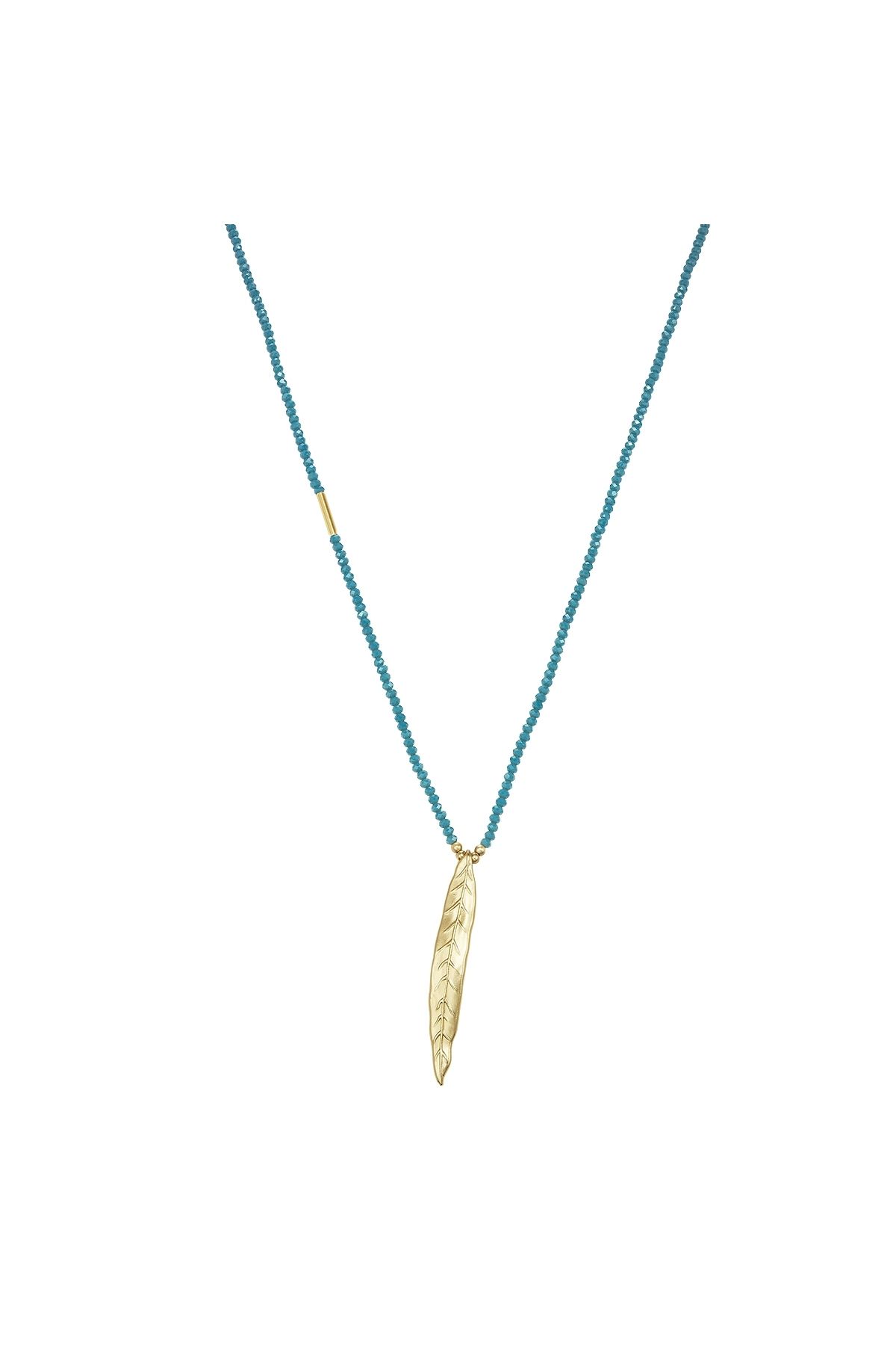 Lulu & Jane-Modeschmuckhalskette Kette Mit Anhänger Gelbgold Kristall Türkis 1