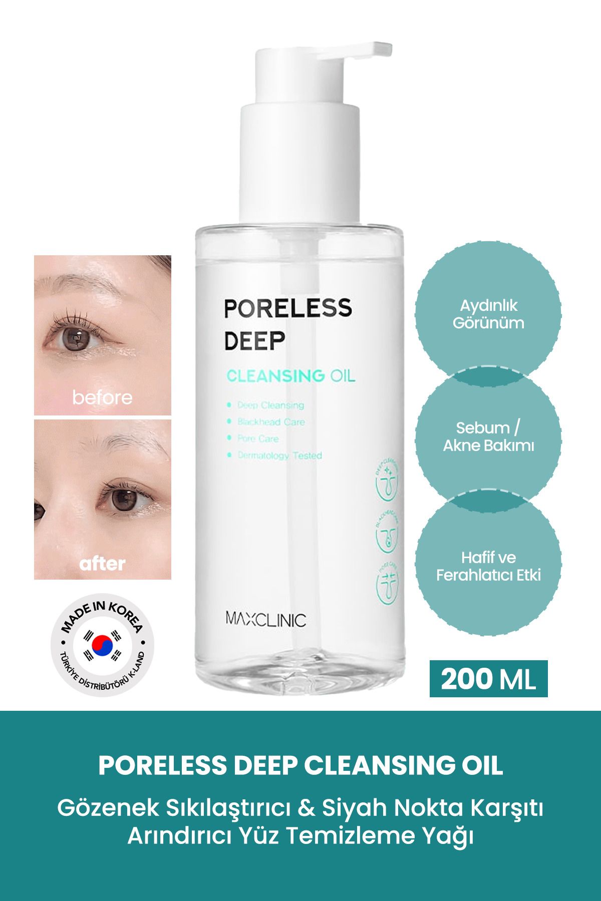 MAXCLINIC Gözenek ve Siyah Nokta İçin Yüz Temizleme Yağı Maxclinic Poreless Deep Cleansing Oil 200ml