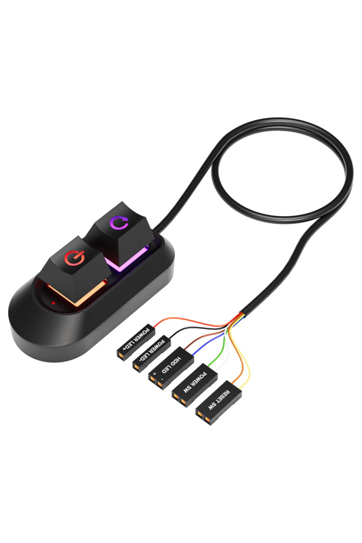GGBEE-Rgb Button 2m Rgb Led Lights Computer Desktop Switch Pc Motherboard External Start Power On/off And 1