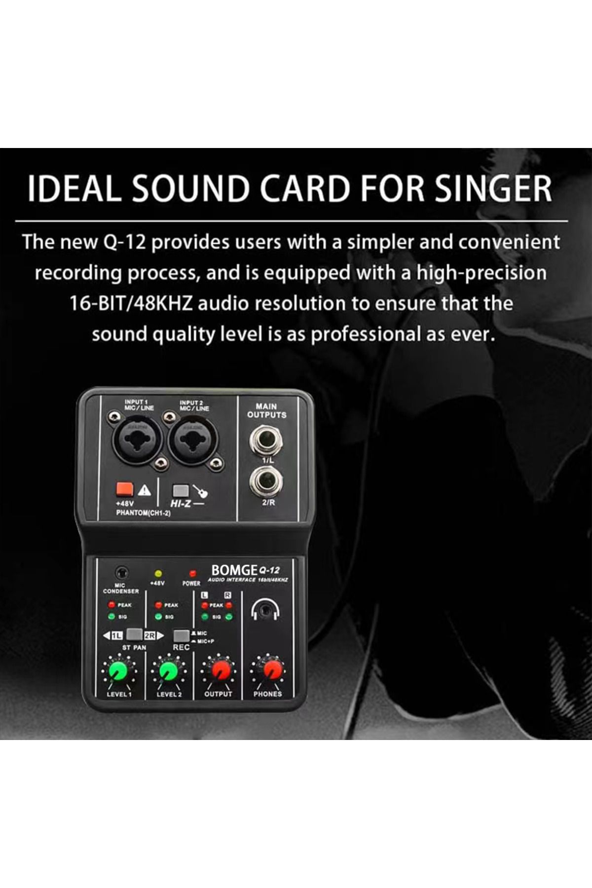 Choice-Q12 Teyun Q12 2 Channels Professional Portable Audio Interface Sound Card Console Mini Usb Mixer For 6