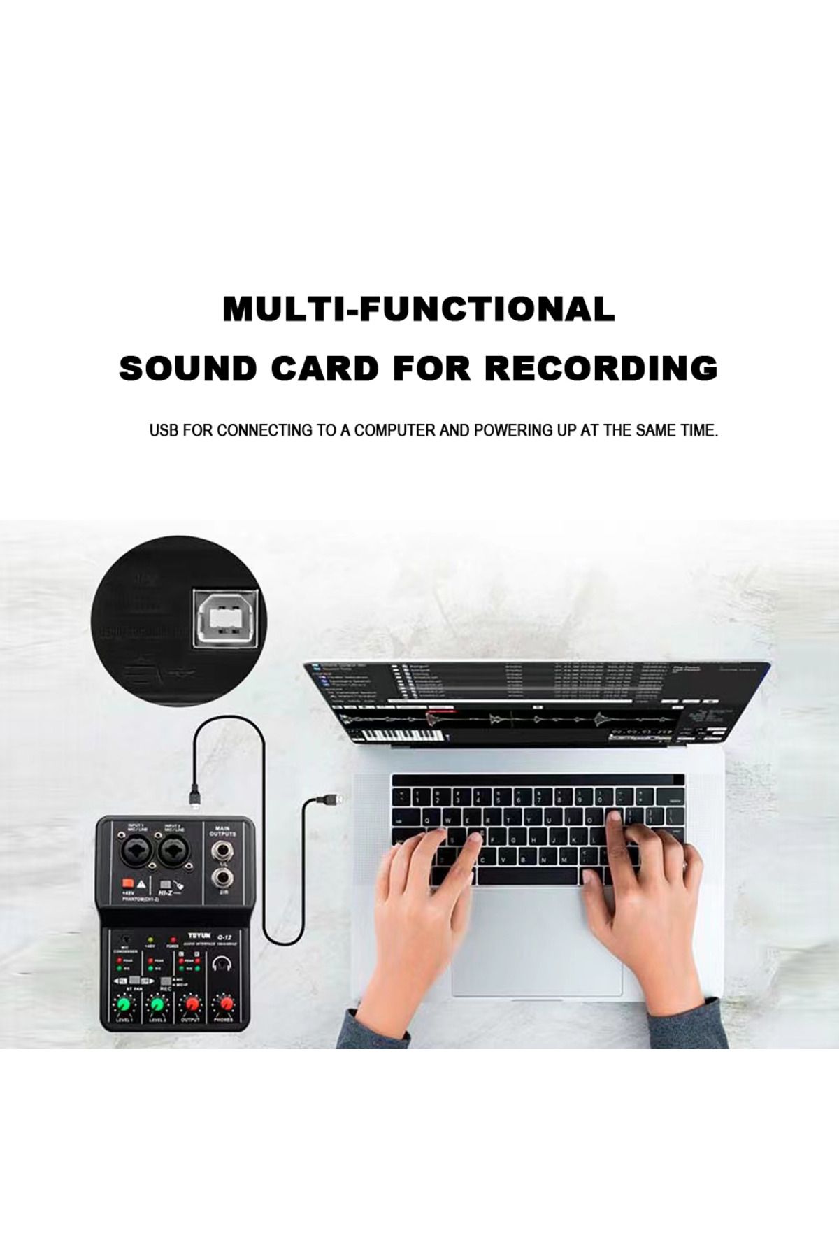 Choice-Q12 Teyun Q12 2 Channels Professional Portable Audio Interface Sound Card Console Mini Usb Mixer For 5