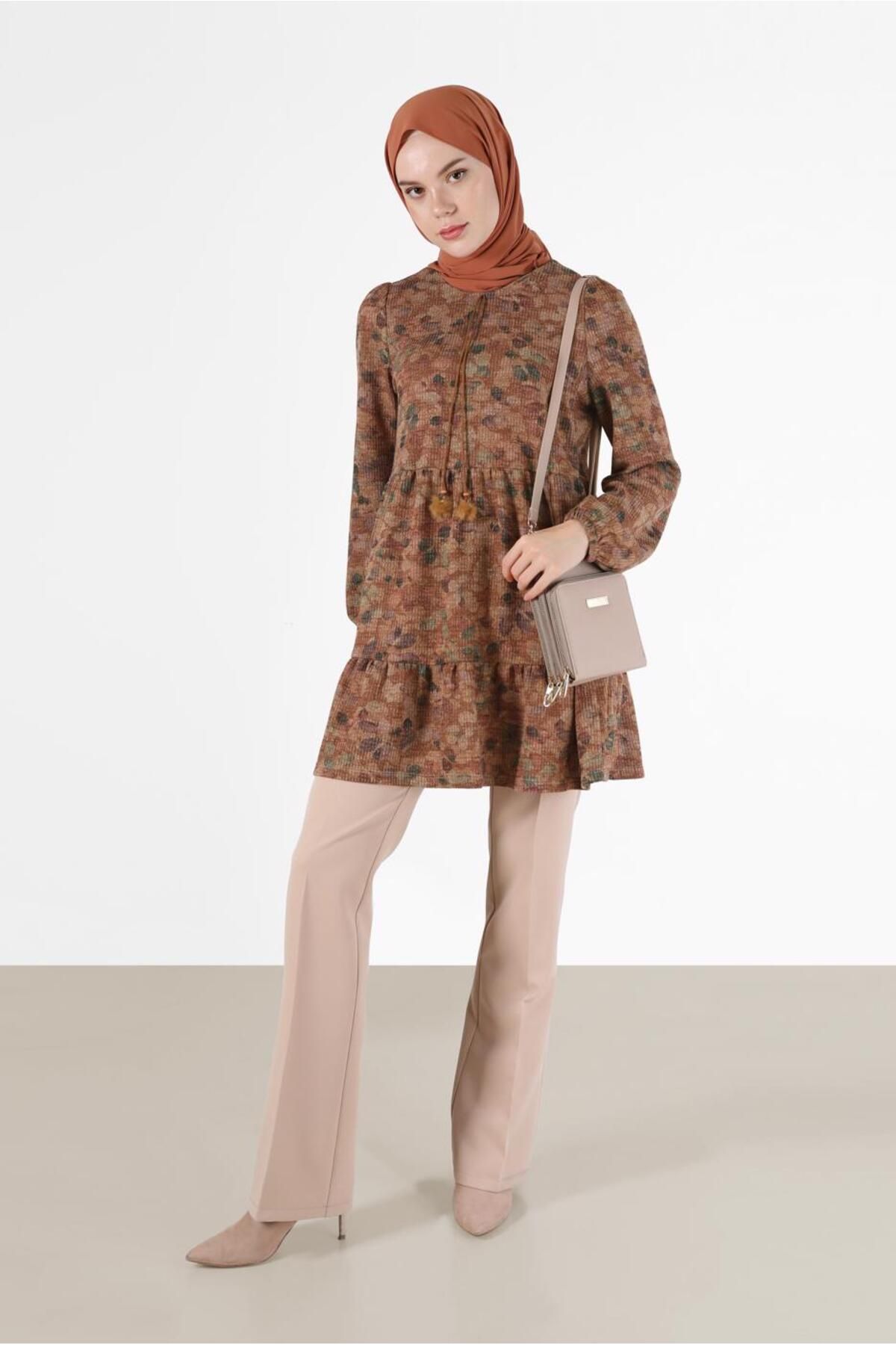 TRENDTESETTÜR-Tan Patterned Women's Tunic - t 42320 3