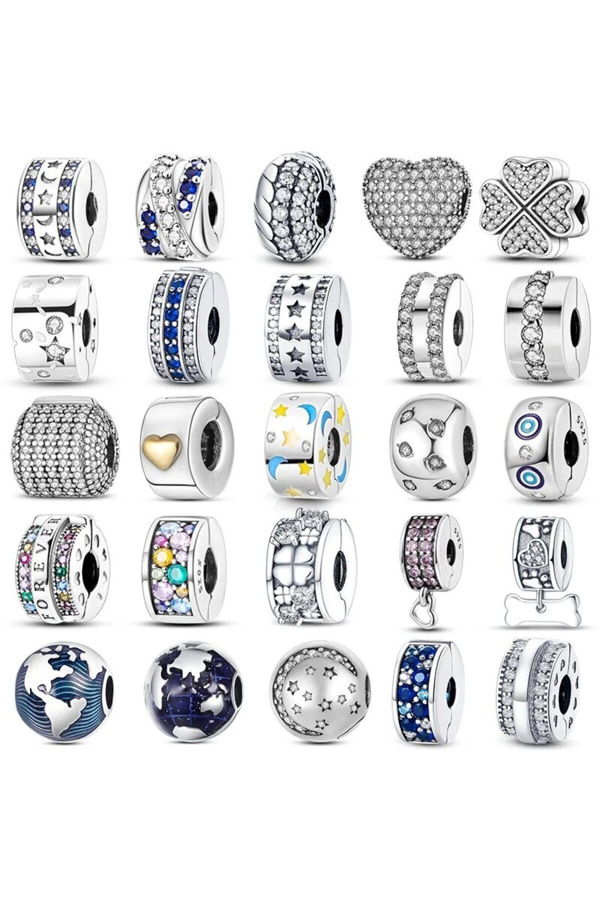 Choice-Silicone Spacer Beads 925 Sterling Silver Colorful Zircon Cat's Claw Charms Beads Fit Original Br... 2