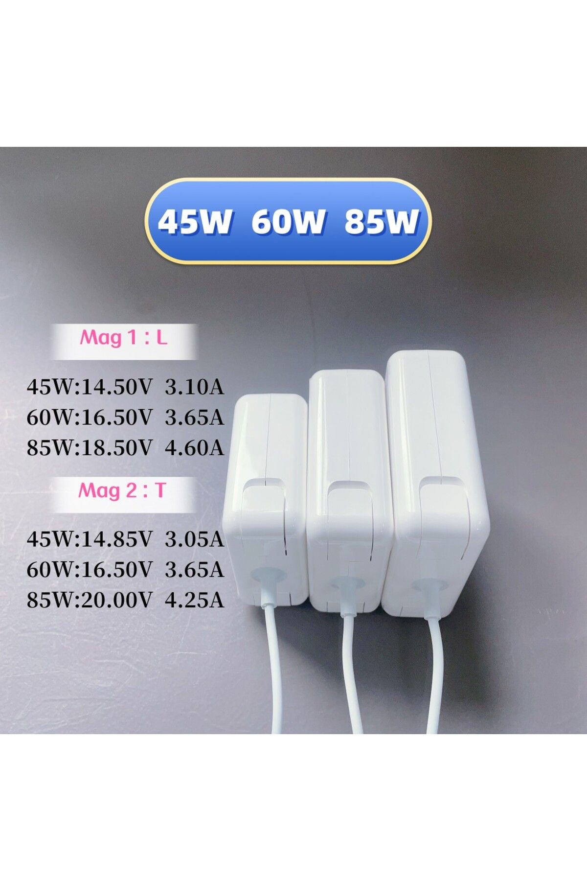 Arvin-45W-T-EU For macbook 45W 60W 85W Magsaf* 2 macbook charger A1466 A1278 A1502 A1398 A1286 Power Adapt 1