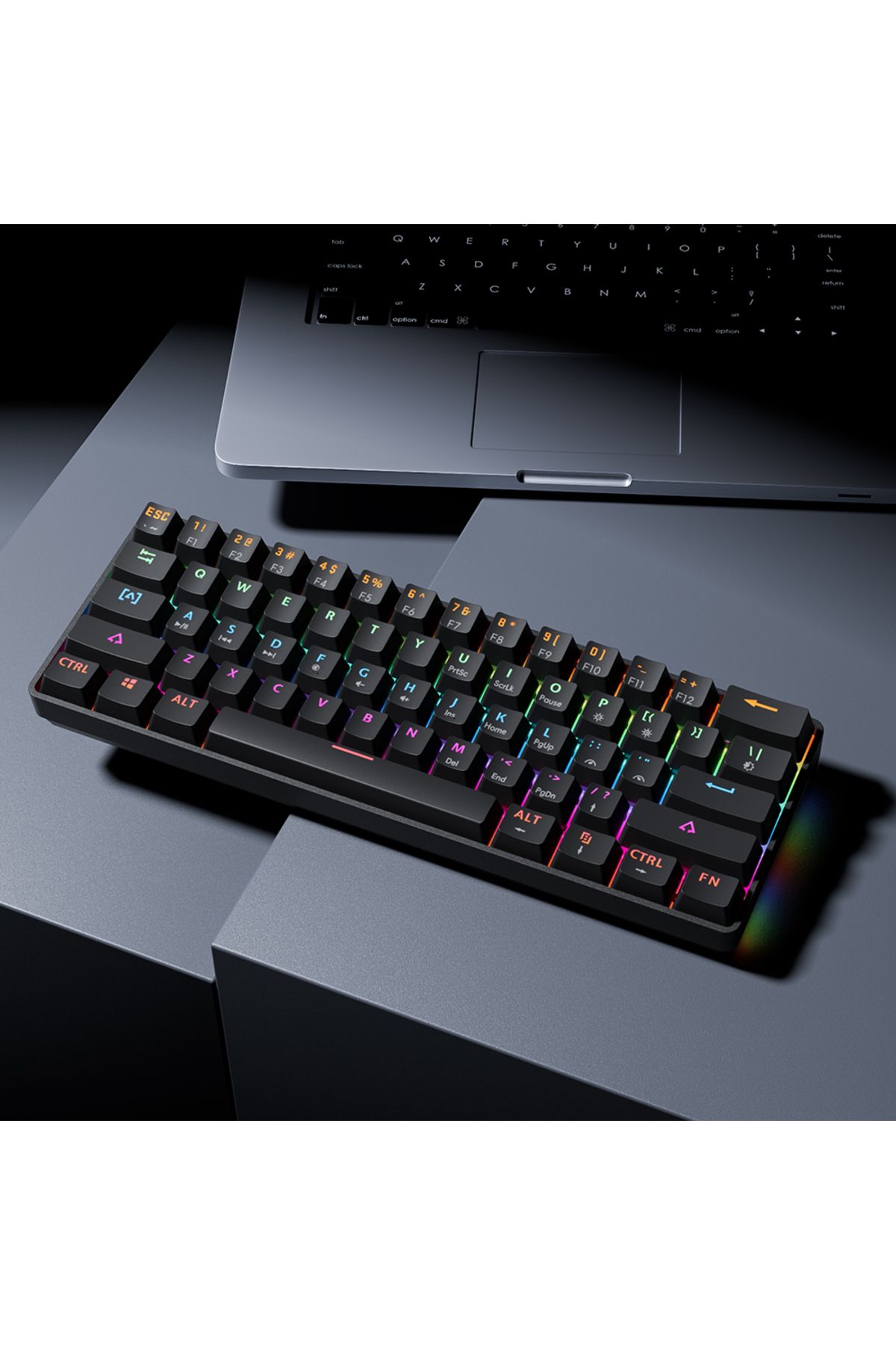 MUCAI-Red Switch Mk61-black Mka610 Rgb Usb Mini Mechanical Keyboard Red Switch 61 Key Wired Computer 1