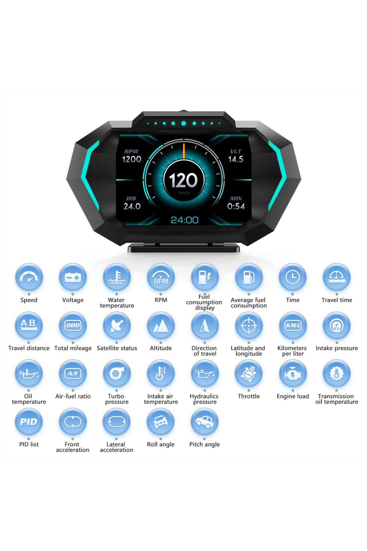 ZMFJH-Obd Gps Hud P24 Car Obd Head Up Display Hud On Board Computer Digital Speedometer Water Temp Fu... 5