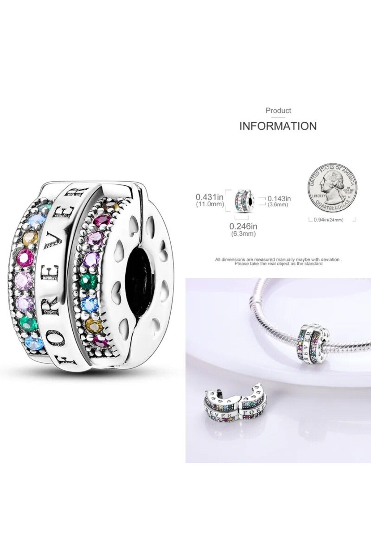 Choice-Silicone Spacer Beads 925 Sterling Silver Colorful Zircon Cat's Claw Charms Beads Fit Original Br... 6