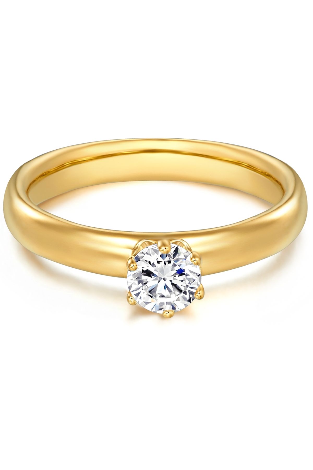 Trilani-Silberring Yüzük Sterling Silber gelbgold Zirkonia weiß 1