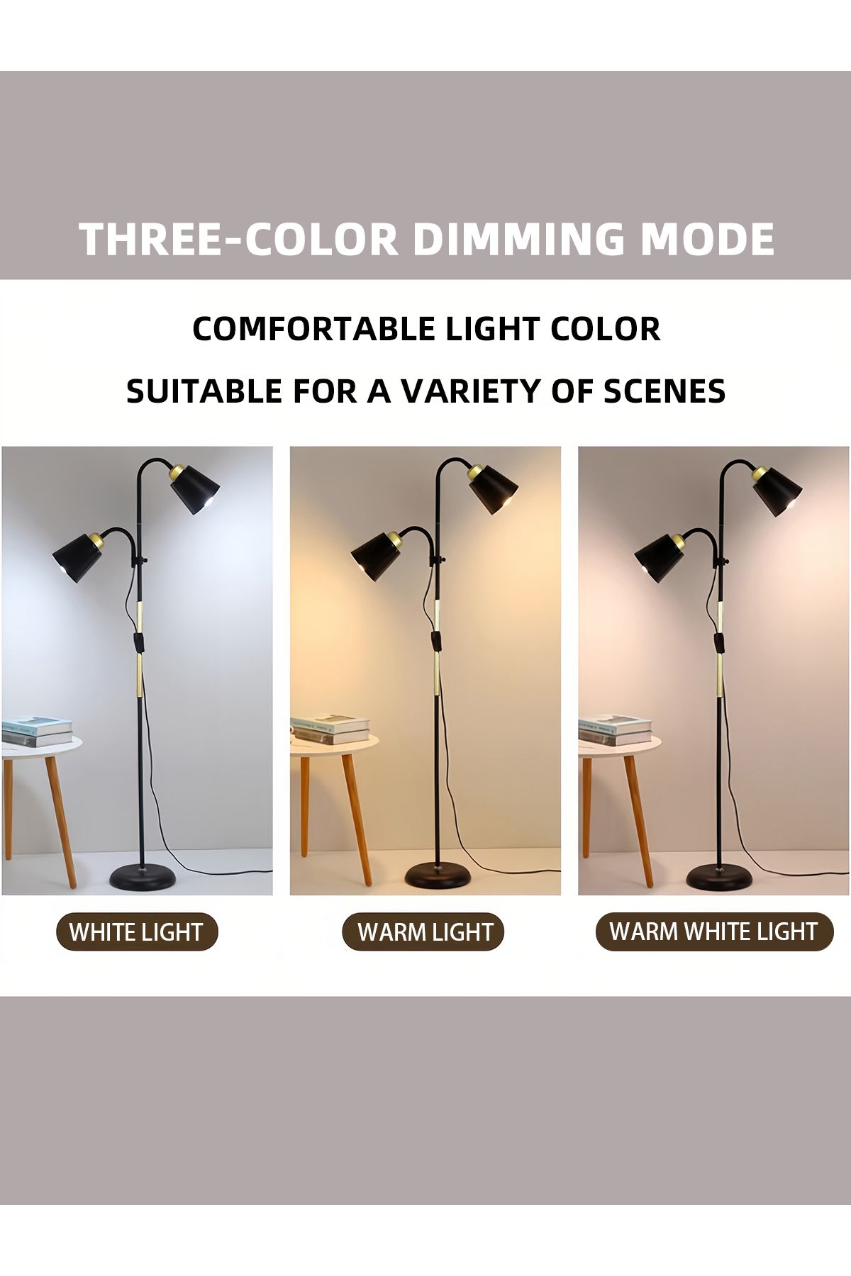 COOYA-Modern Nordic Luxury Floor Lamp,3 Lighting Mode,Dual-Head Design,Adjustable Angles,eye-caring,14w 5