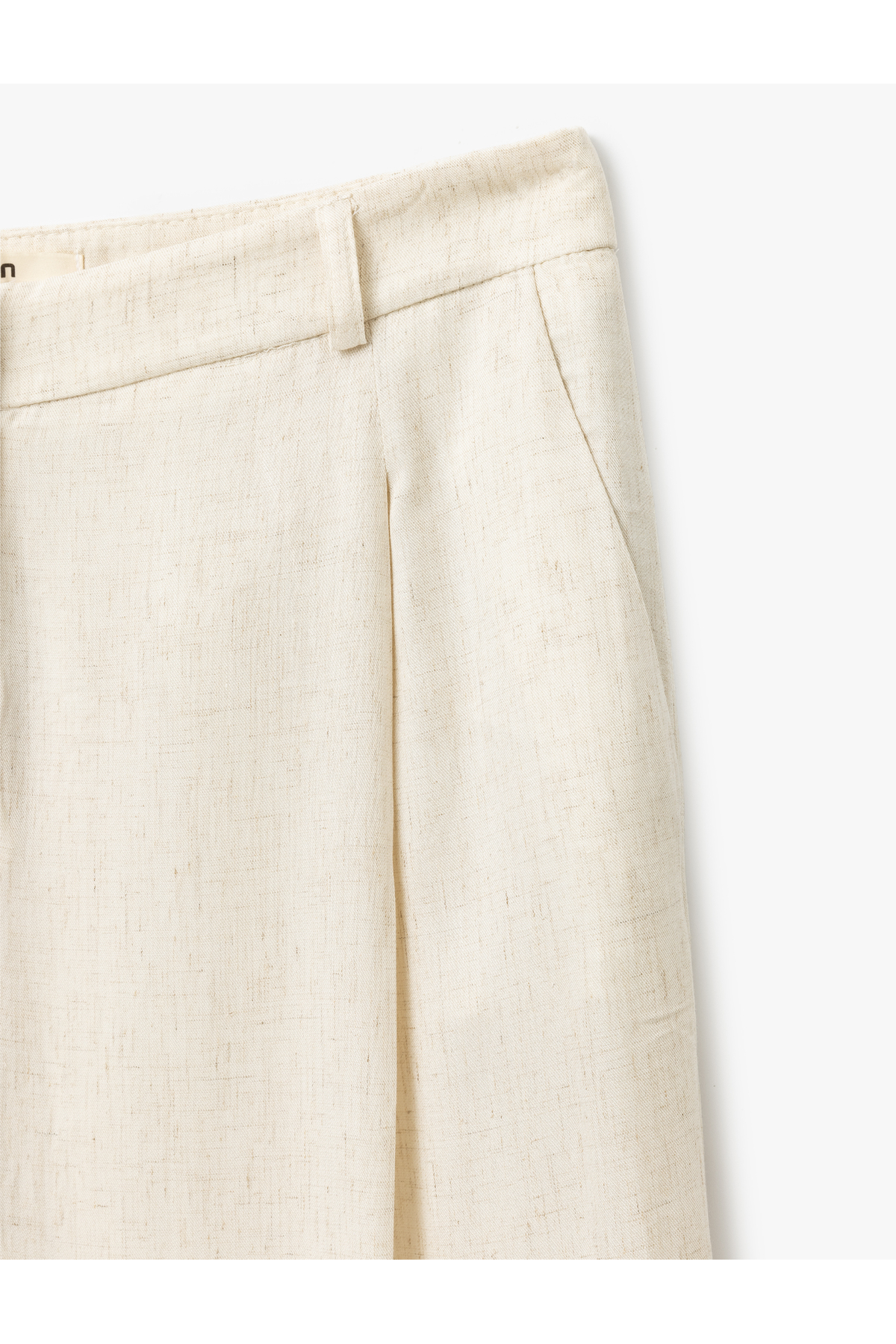 Koton  Viskon Keten Karışımlı Cepli Geniş Paça Pileli Kadın Pantolon - Görsel 3