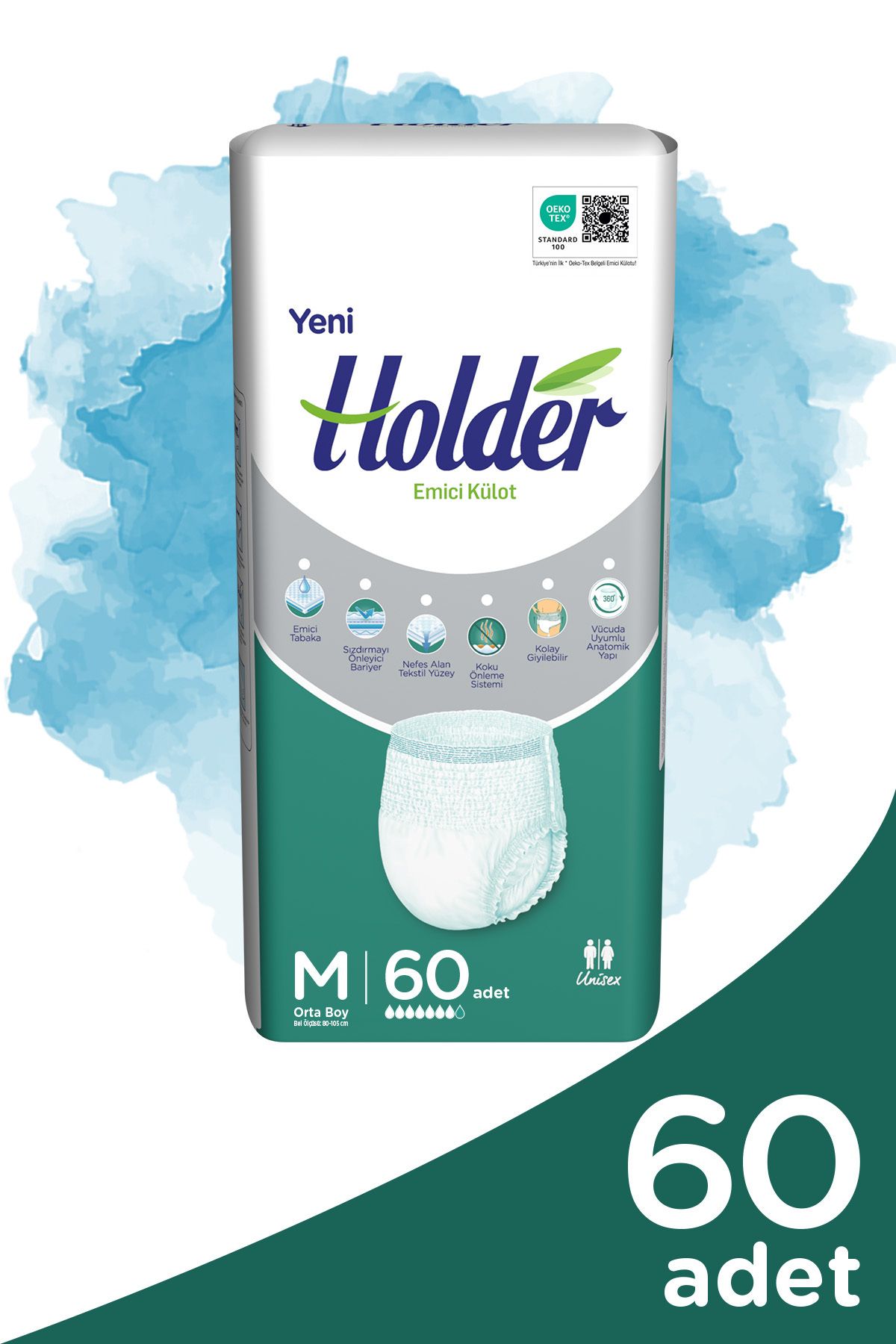 Holder Emici Külot Yetişkin Hasta Bezi Orta Boy ( Medium ) 30 x 2 Adet