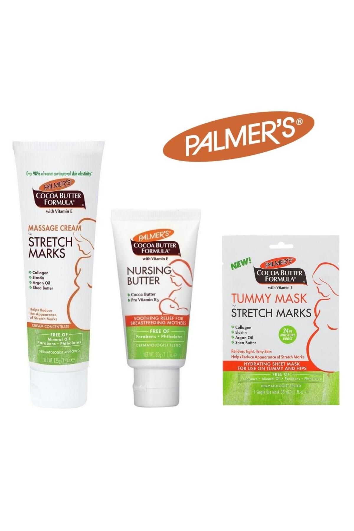 PALMER'S Cocoa Butter Formula Nursing Butter+Massage Cream For Strech Marks+Tummy Mask for Stretch M