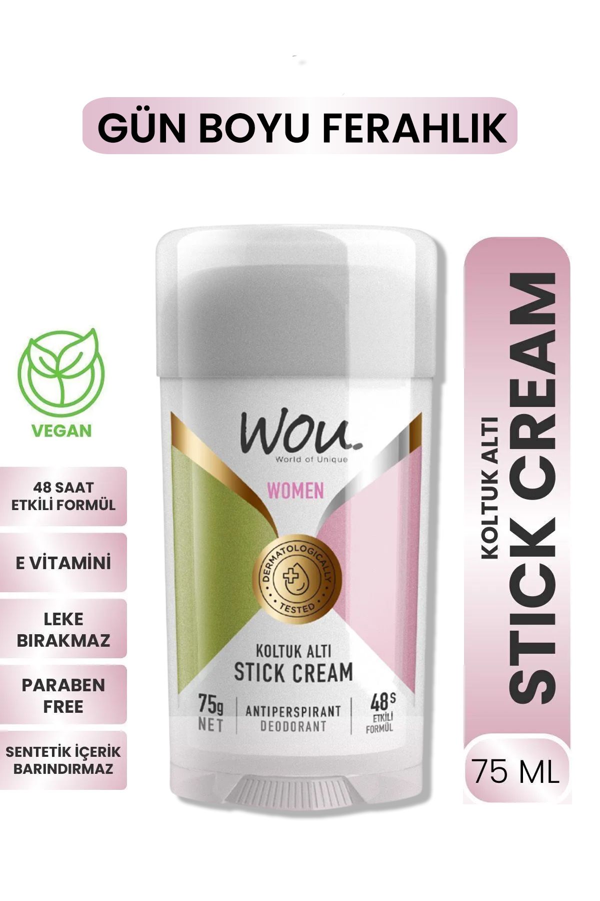 WOU World of Unique Women Koltuk Altı Stick Krem, Terleme Önleyici, 48 Saat Etkin Koruma