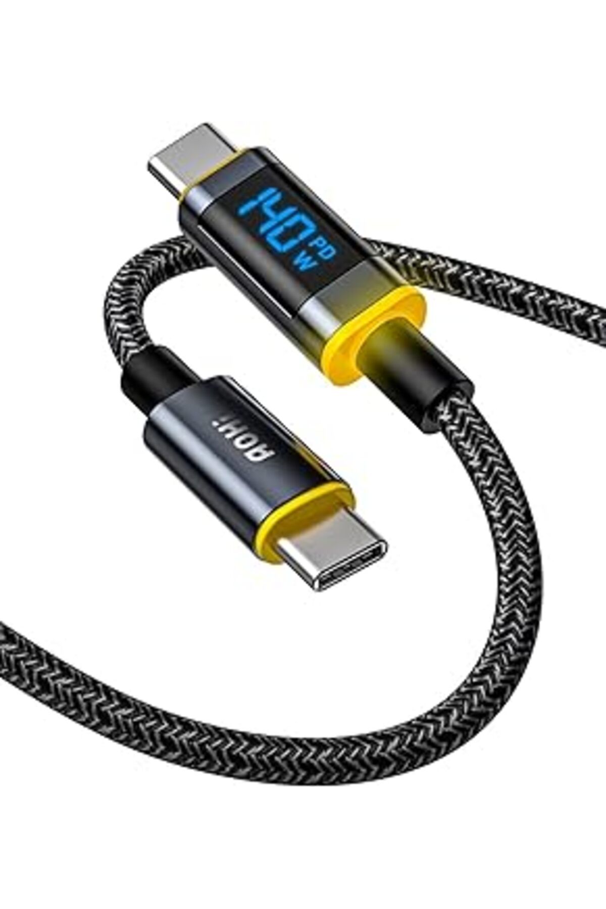 YTT Marketing Aohi 140 W Usb C - Usb C Kablosu, Ekranlı, Magline Usb C Kablosu Naylon 1,2 M Tip C Hızlı Şarj Kabl