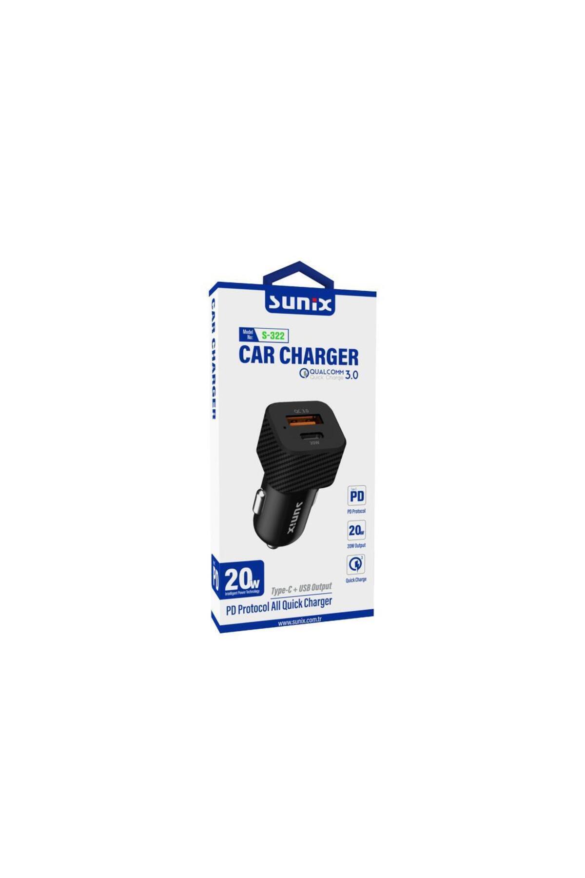 Sunix Pd 20w Hızlı Şarj Araç Şarj Başlık S-322 Siyah - Fiyatı