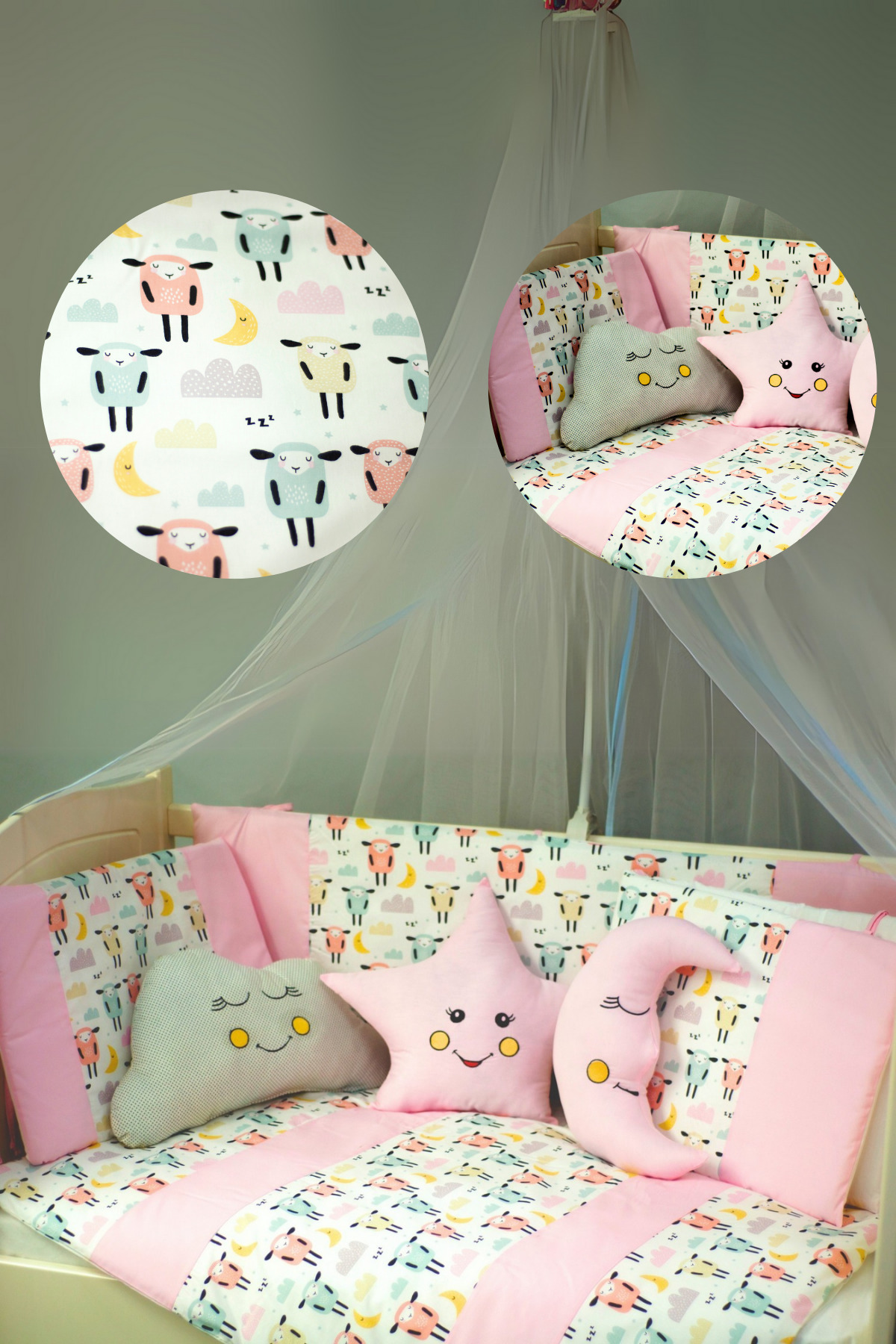 Kista Baby Park Yatak Bebek Uyku Seti Nevresim Takımı 70x110 Zuzu Pembe fotoğrafı 2 (önizleme)