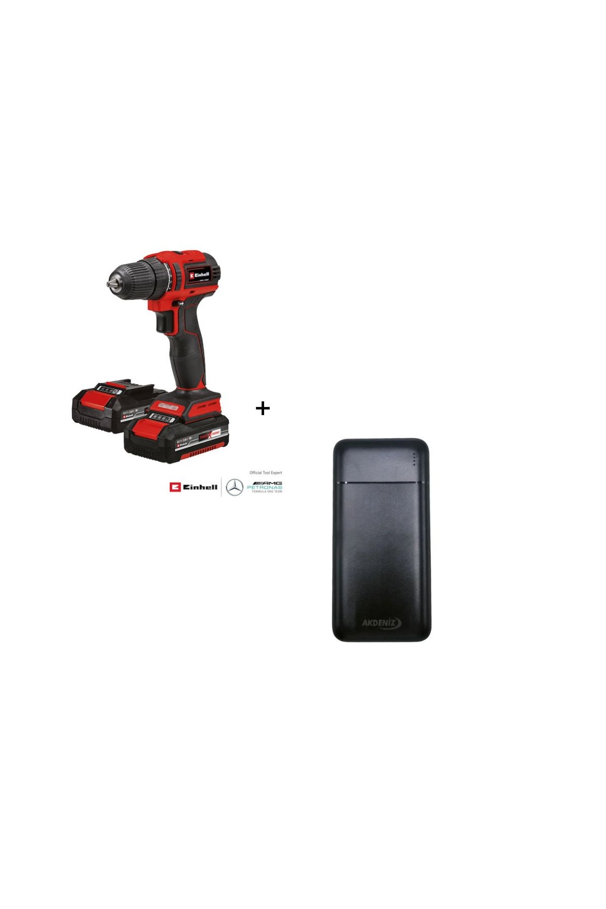 Einhell TE-CD 18/40 Li BL (2x2,0 Ah) Çift Akülü Vidalama 4513995+Akdeniz Taşınabilir Şarj Cihazı